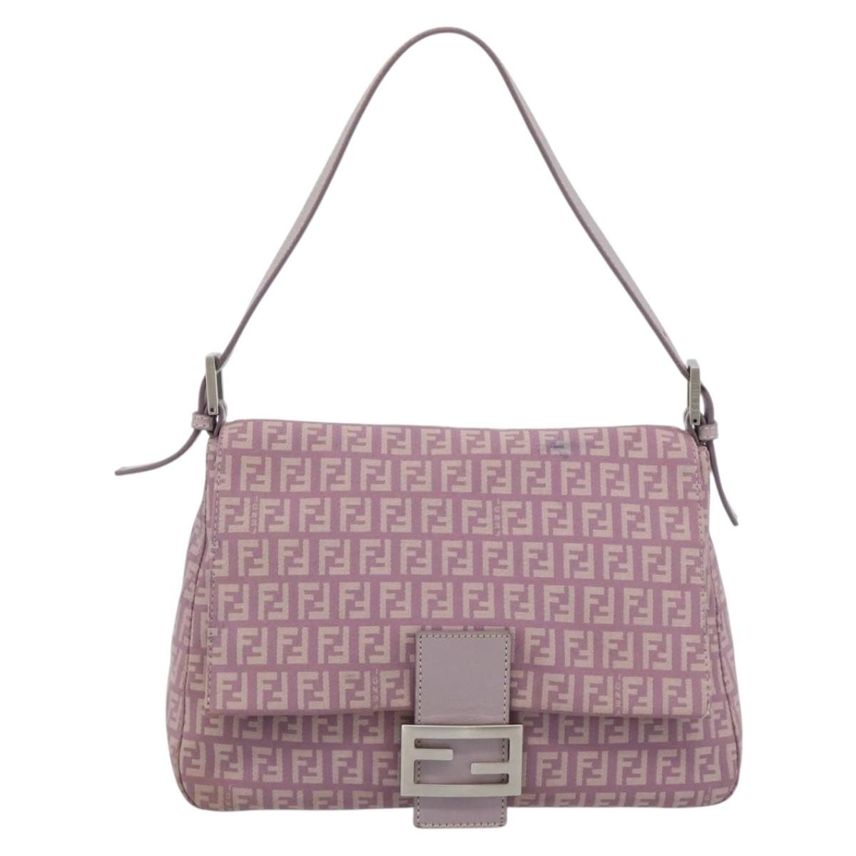 Fendi Mamma Baguette Zucca Jacquard Velvet Pink Canvas Shoulder Bag Bag (Pre-Owned)