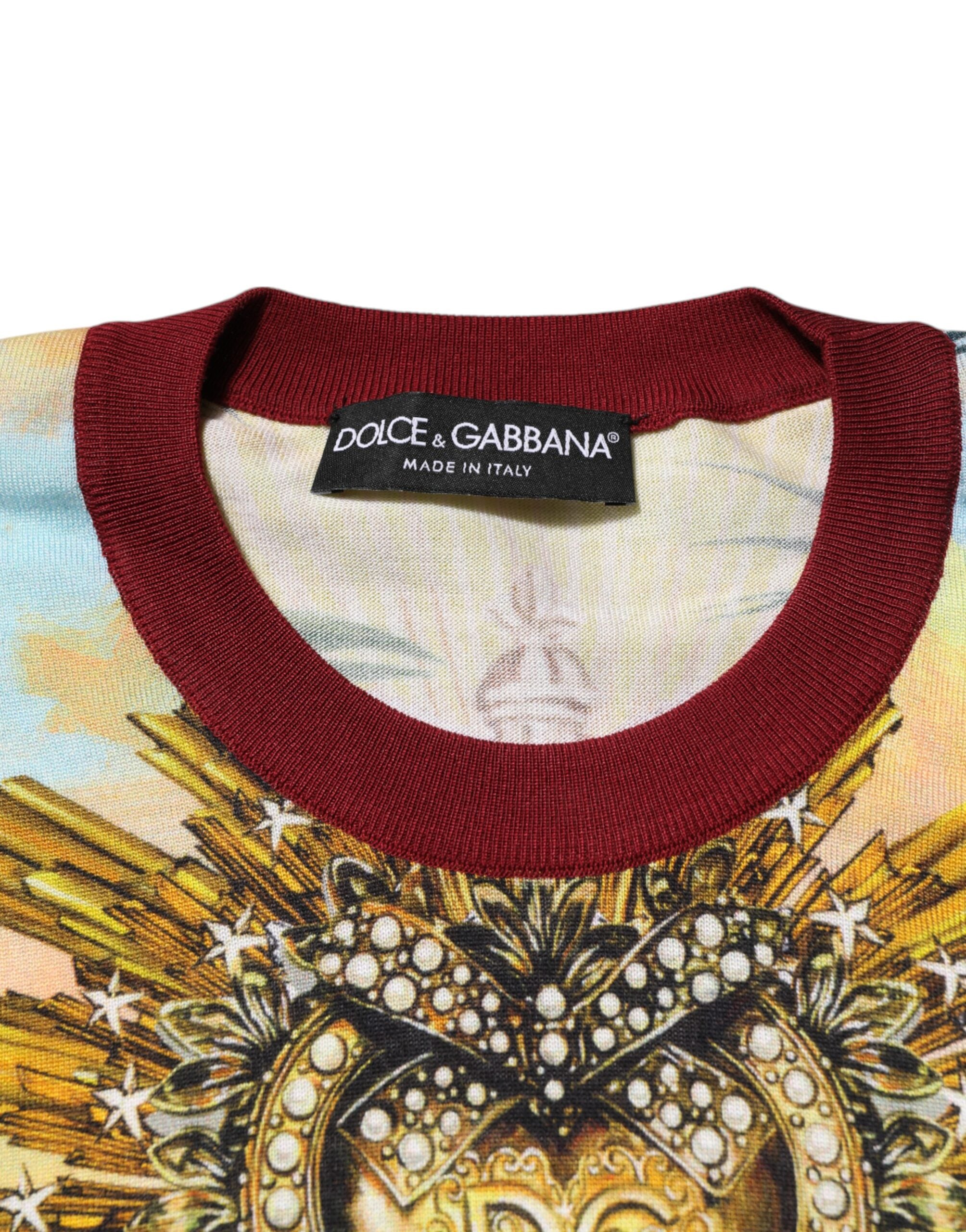 Dolce & Gabbana Tropical Heart Crown Silk Pullover Men's Sweater