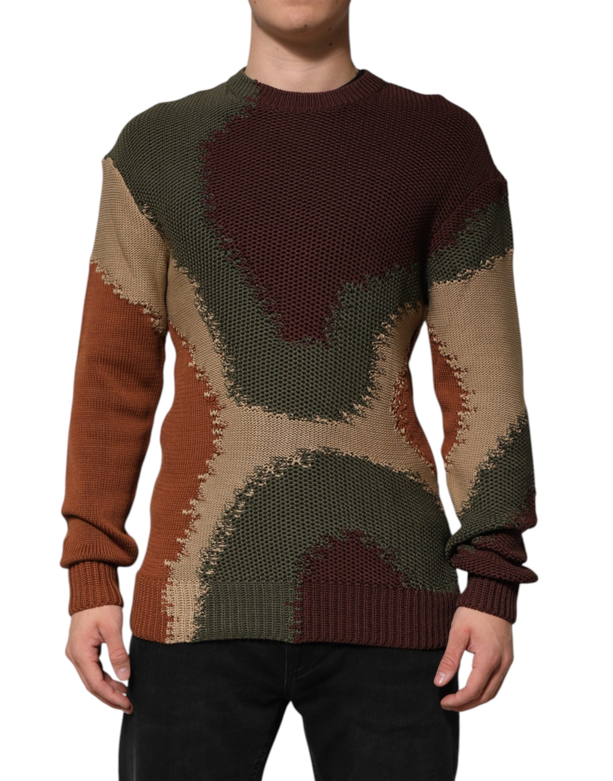 Dolce & Gabbana Multicolor Cotton Abstract Men Pullover Men's Sweater