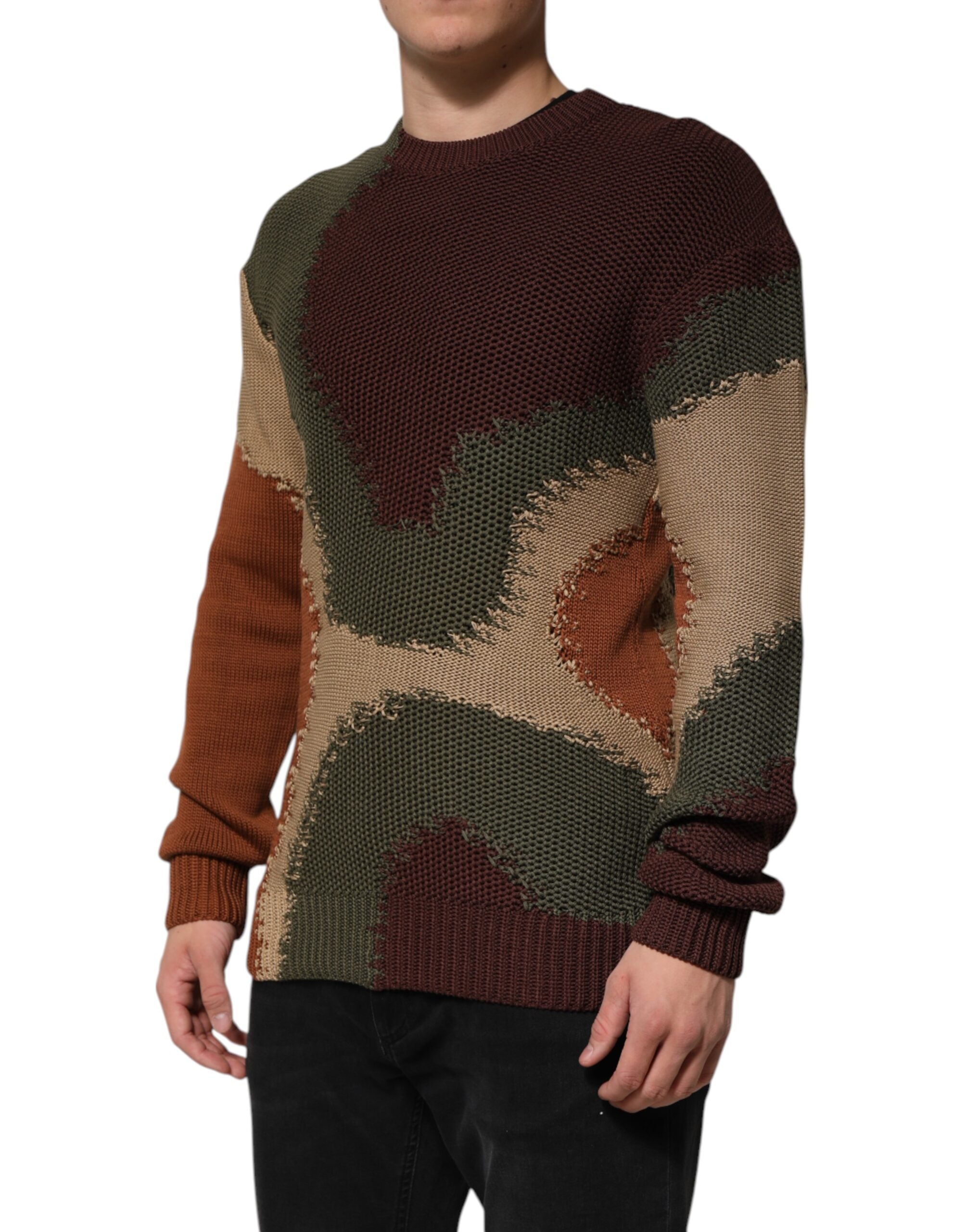 Dolce & Gabbana Multicolor Cotton Abstract Men Pullover Men's Sweater