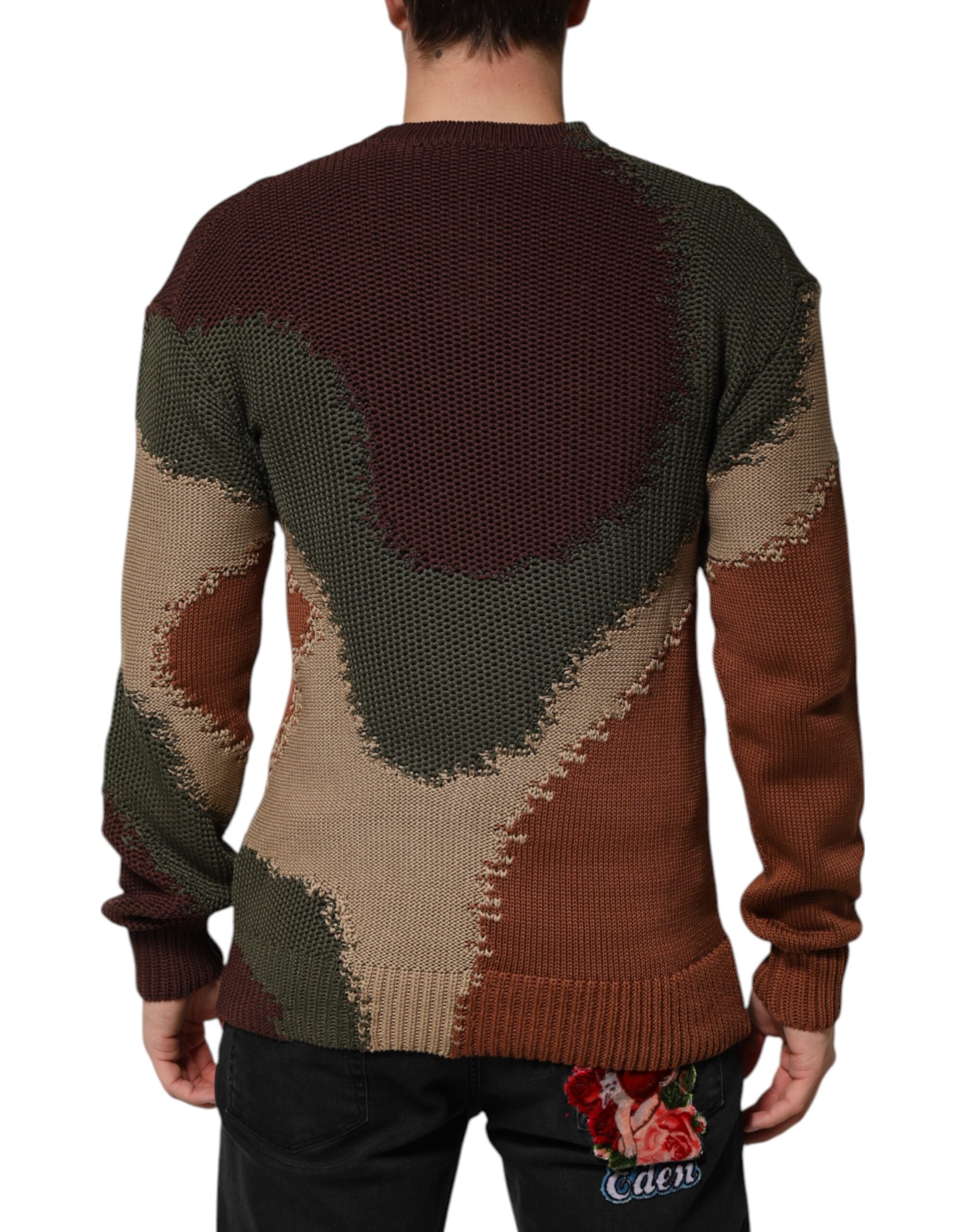 Dolce & Gabbana Multicolor Cotton Abstract Men Pullover Men's Sweater