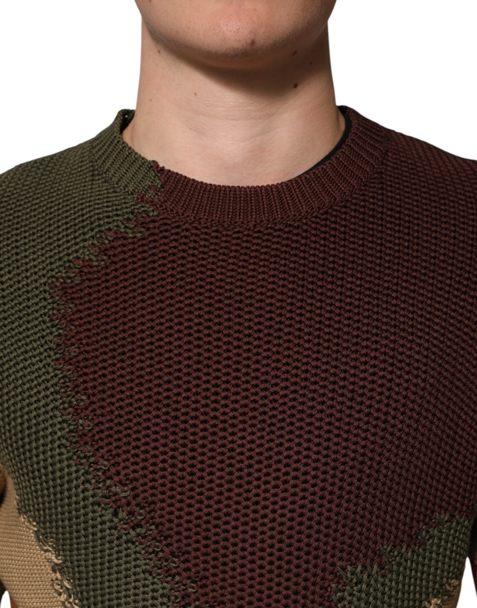Dolce & Gabbana Multicolor Cotton Abstract Men Pullover Men's Sweater