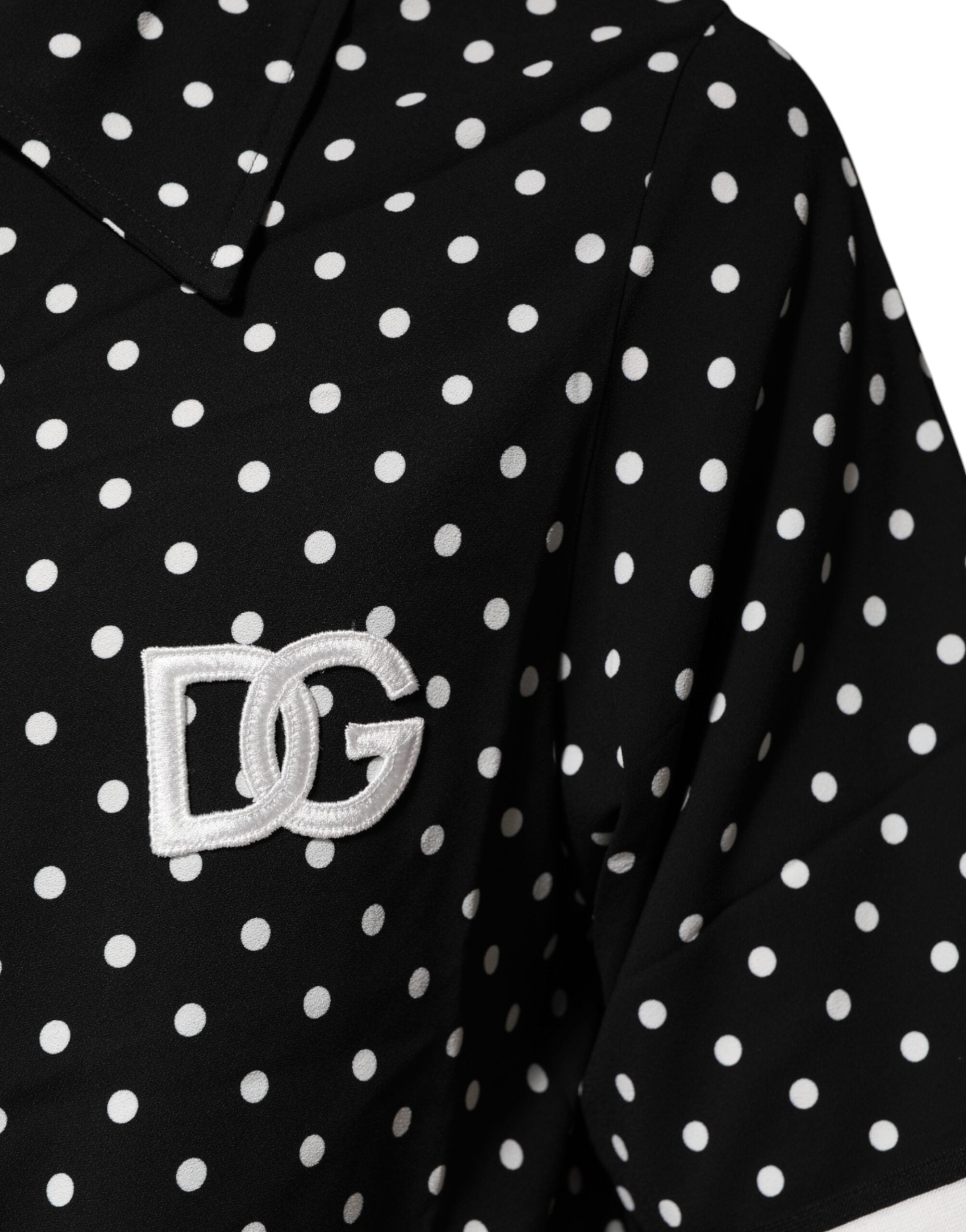 Dolce & Gabbana Black Polka Dot Short Sleeves Collared Polo Men's T-shirt