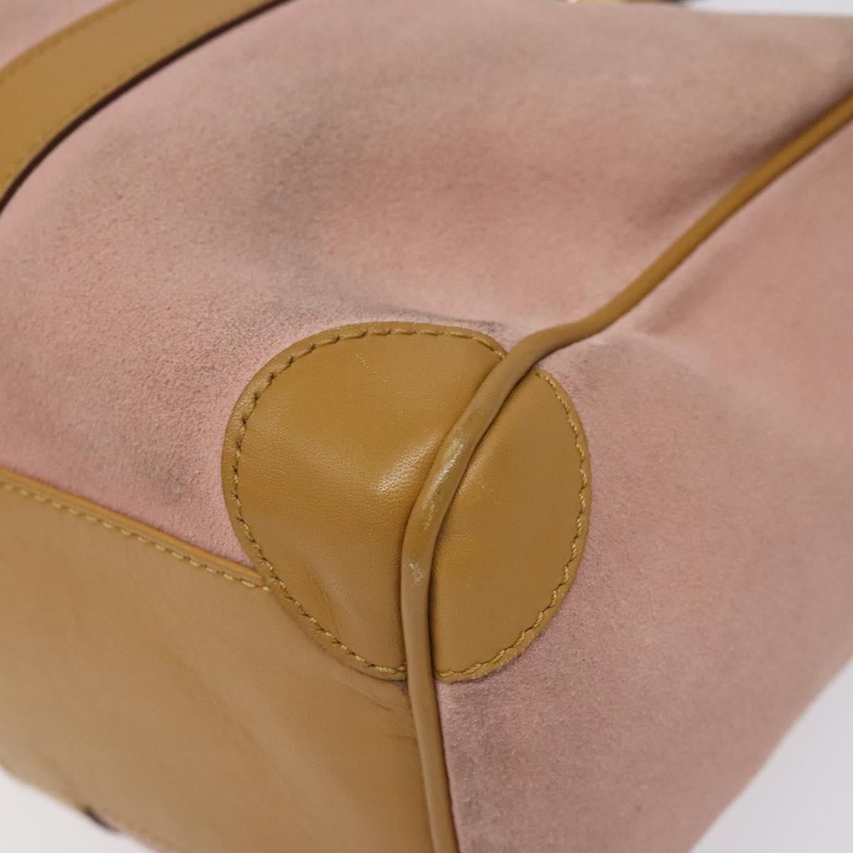 Gucci Vintage Canvas Pink Suede Handbag (Pre-Owned)