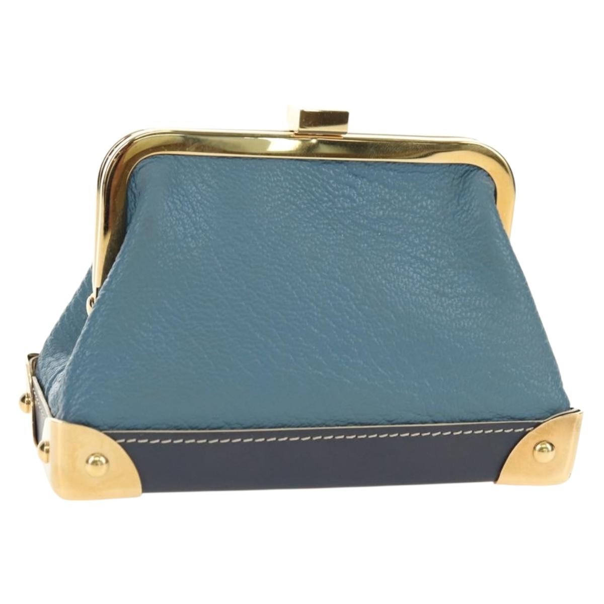 Louis Vuitton Porte-Monnaie Coin Purse Leather Blue Leather Card Holders Accessory (Pre-Owned)
