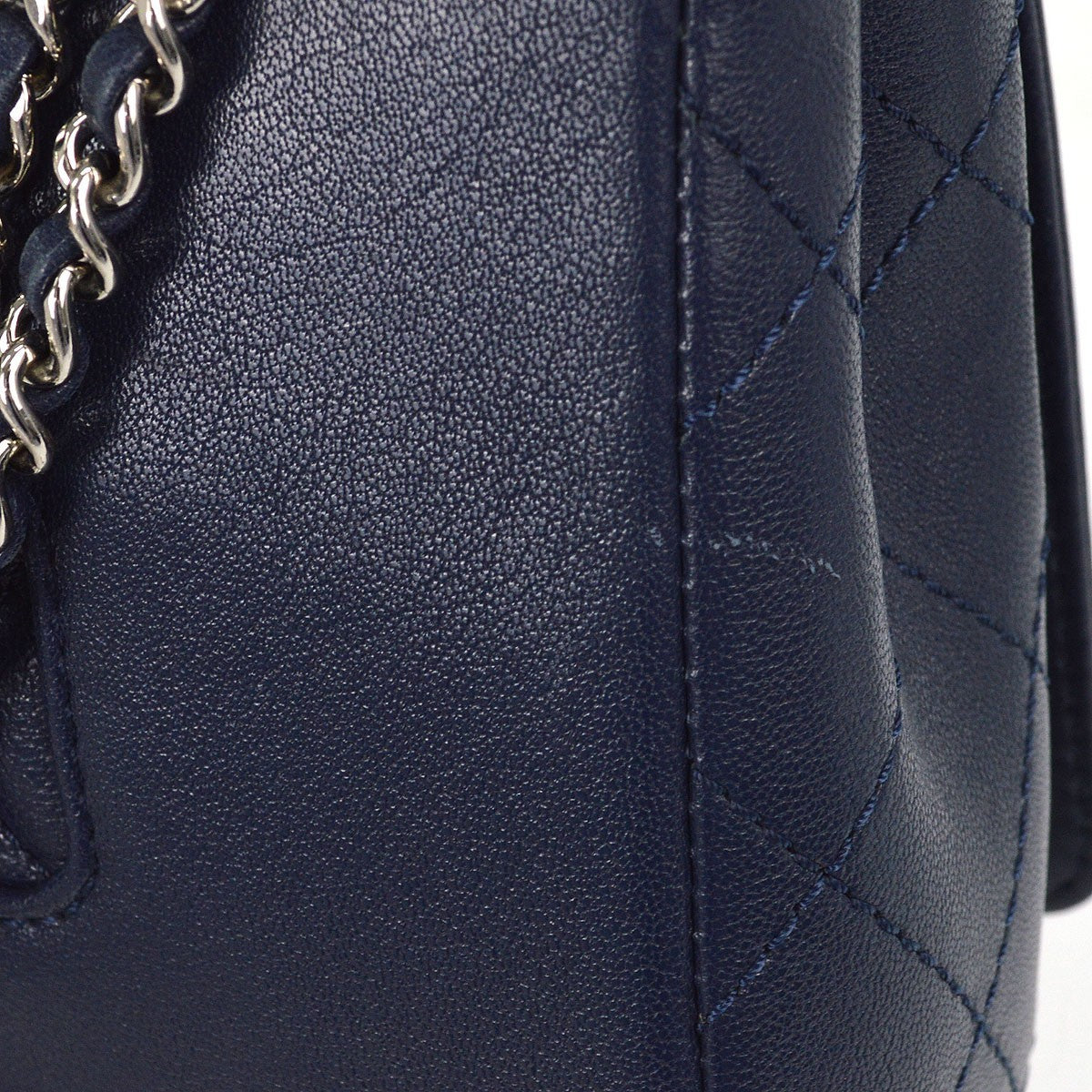 Chanel Mademoiselle Vintage Flap Quilted Sheepskin Navy Leather Shoulder Bag Bag (Pre-Owned)