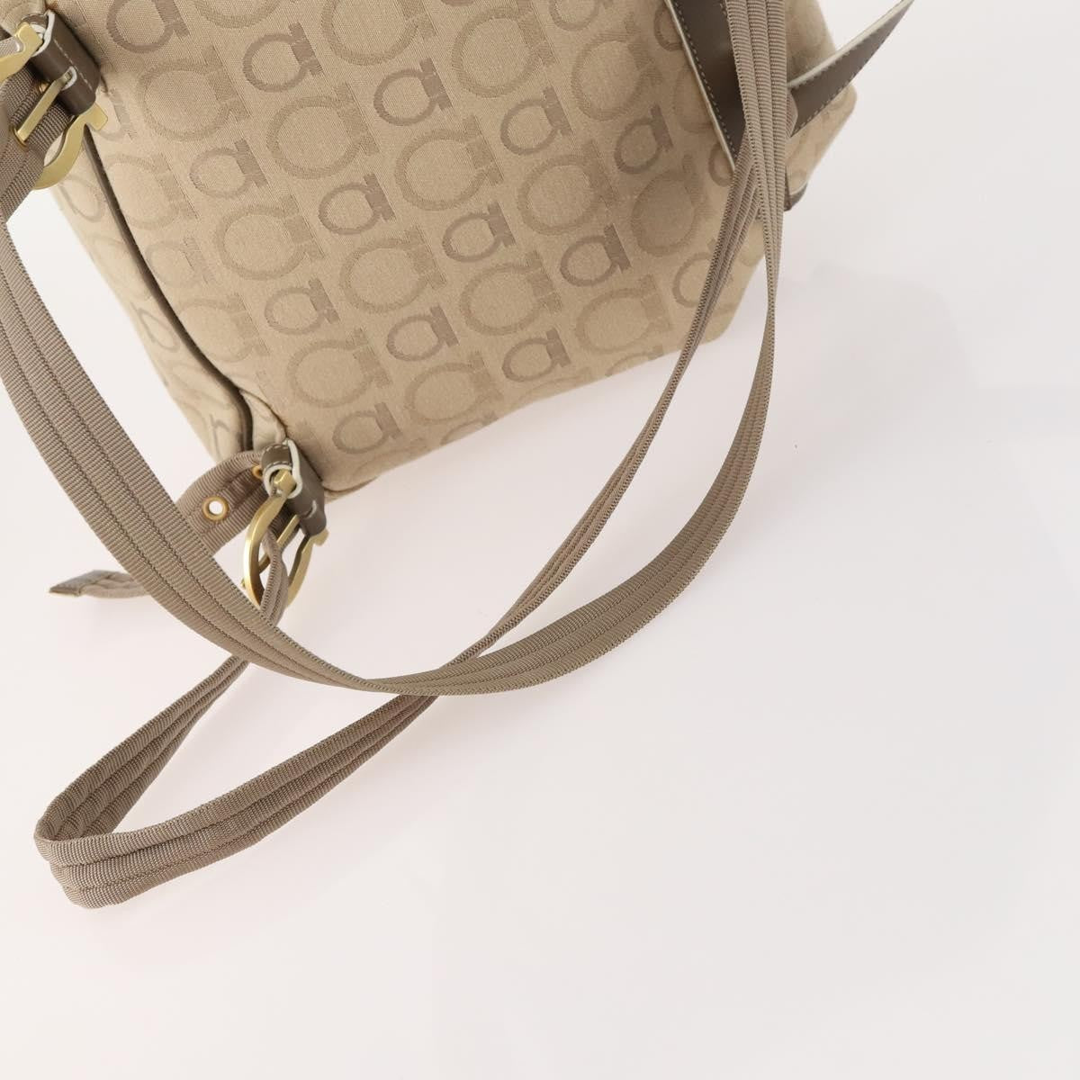 Salvatore Ferragamo Gancini Canvas Beige Canvas Backpack Bag (Pre-Owned)