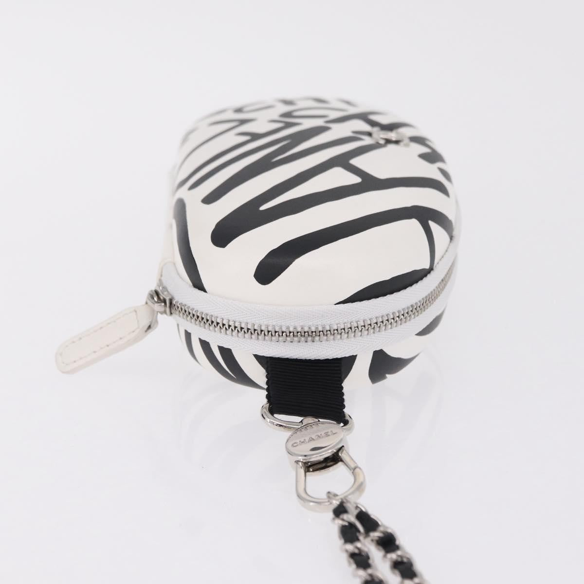 Chanel Coco Neige Zip Around Sunglasses Case With Chain Printed Leather White Leather Sunglasse Accessory (Pre-Owned)