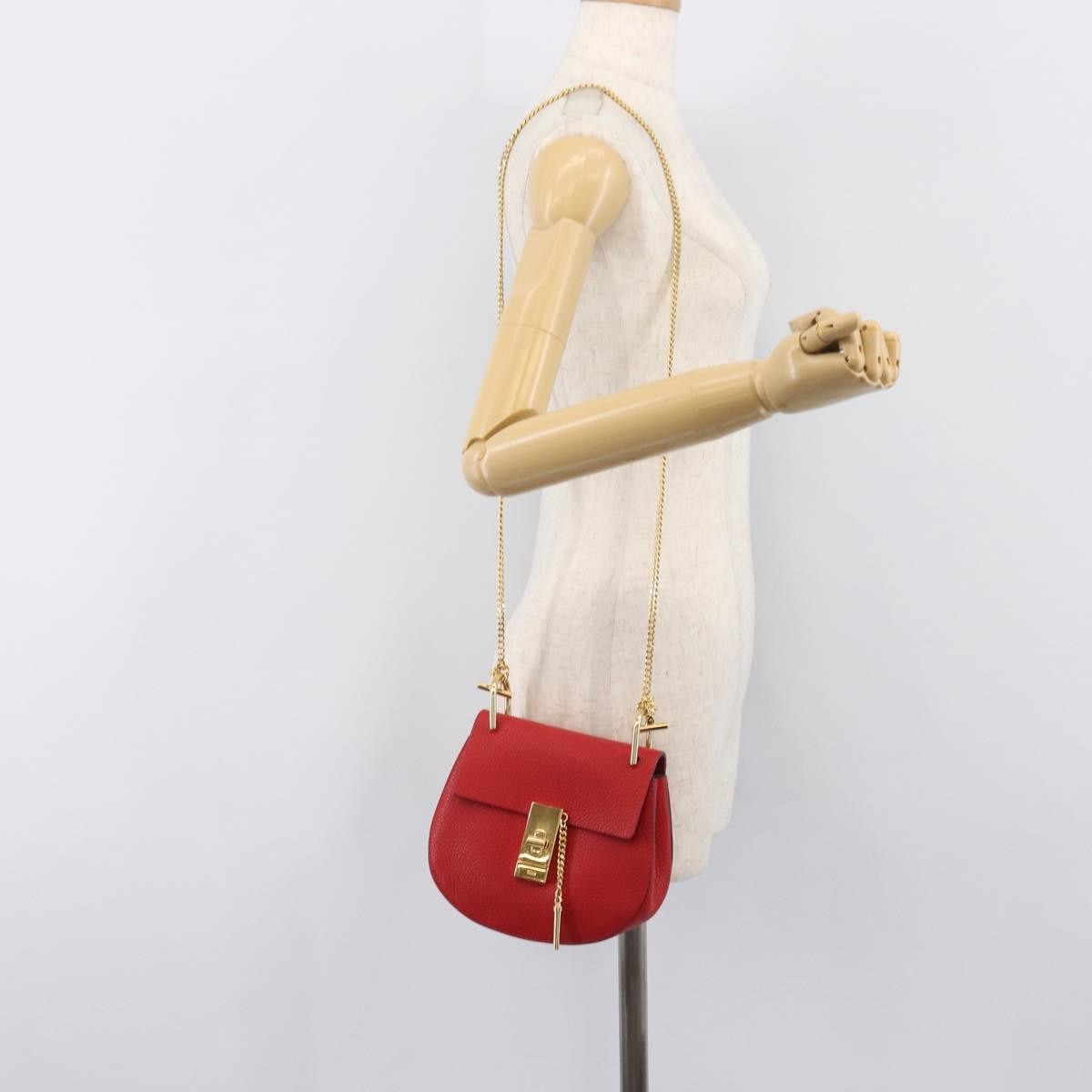 Chloe Drew Leather Red Leather Crossbody Bag Bag (Pre-Owned)
