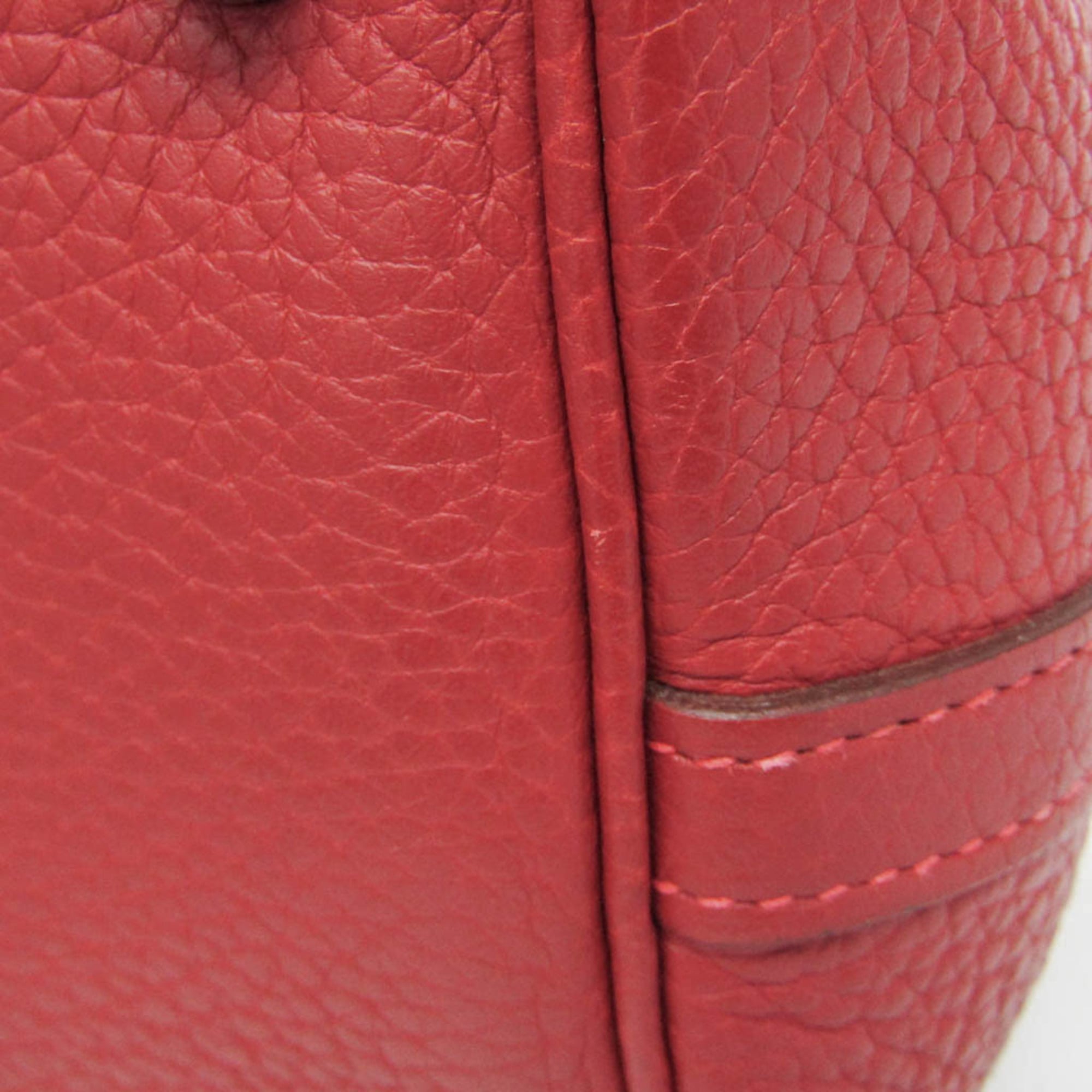 Hermes Picotin Clemence Red Leather Handbag (Pre-Owned)