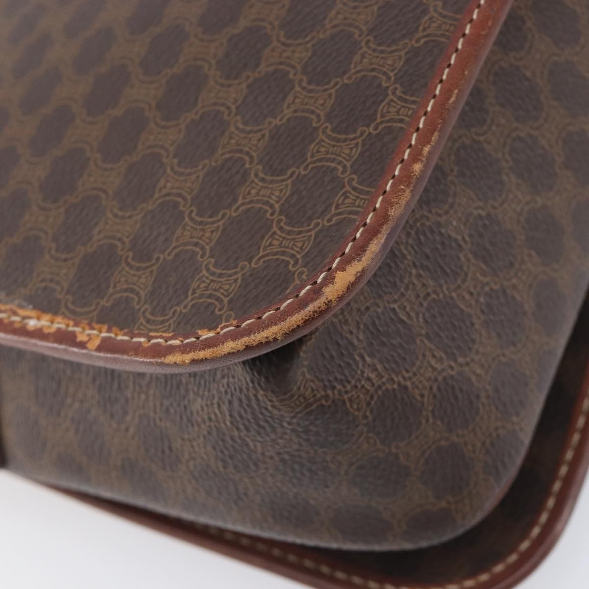 Celine Vintage Macadam Canvas And Leather Brown Canvas Shoulder Bag Bag (Pre-Owned)