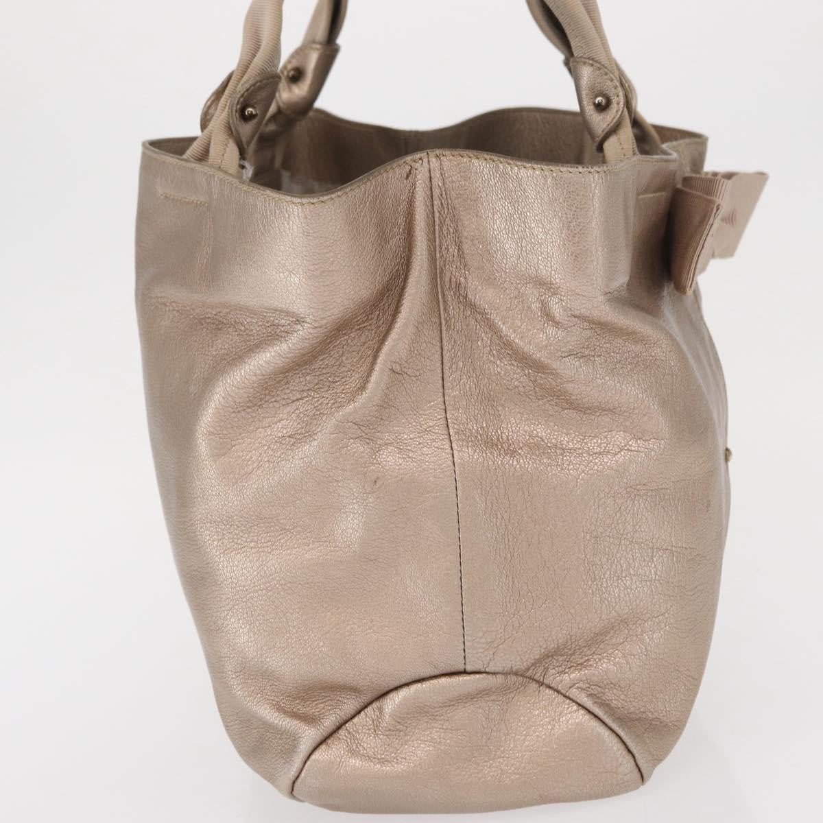 Salvatore Ferragamo Vala Tote Leather Beige Leather Tote Bag Bag (Pre-Owned)