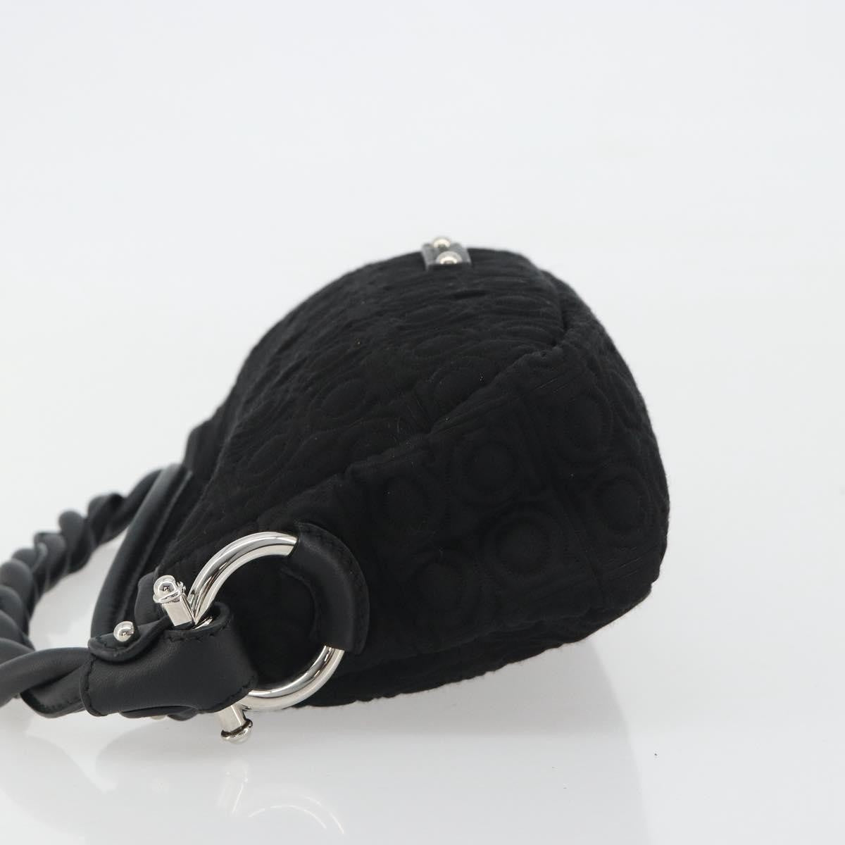 Salvatore Ferragamo Gancini Hobo Leather Black Cotton Handbag (Pre-Owned)