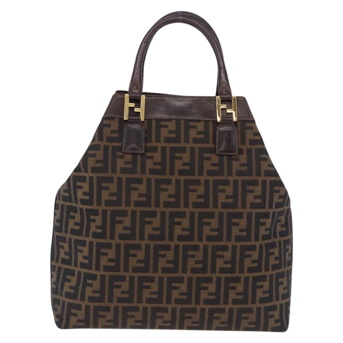 Fendi Vintage Zip Pochette Zucca Canvas Small Brown Canvas Clutche & Pouche Bag (Pre-Owned)