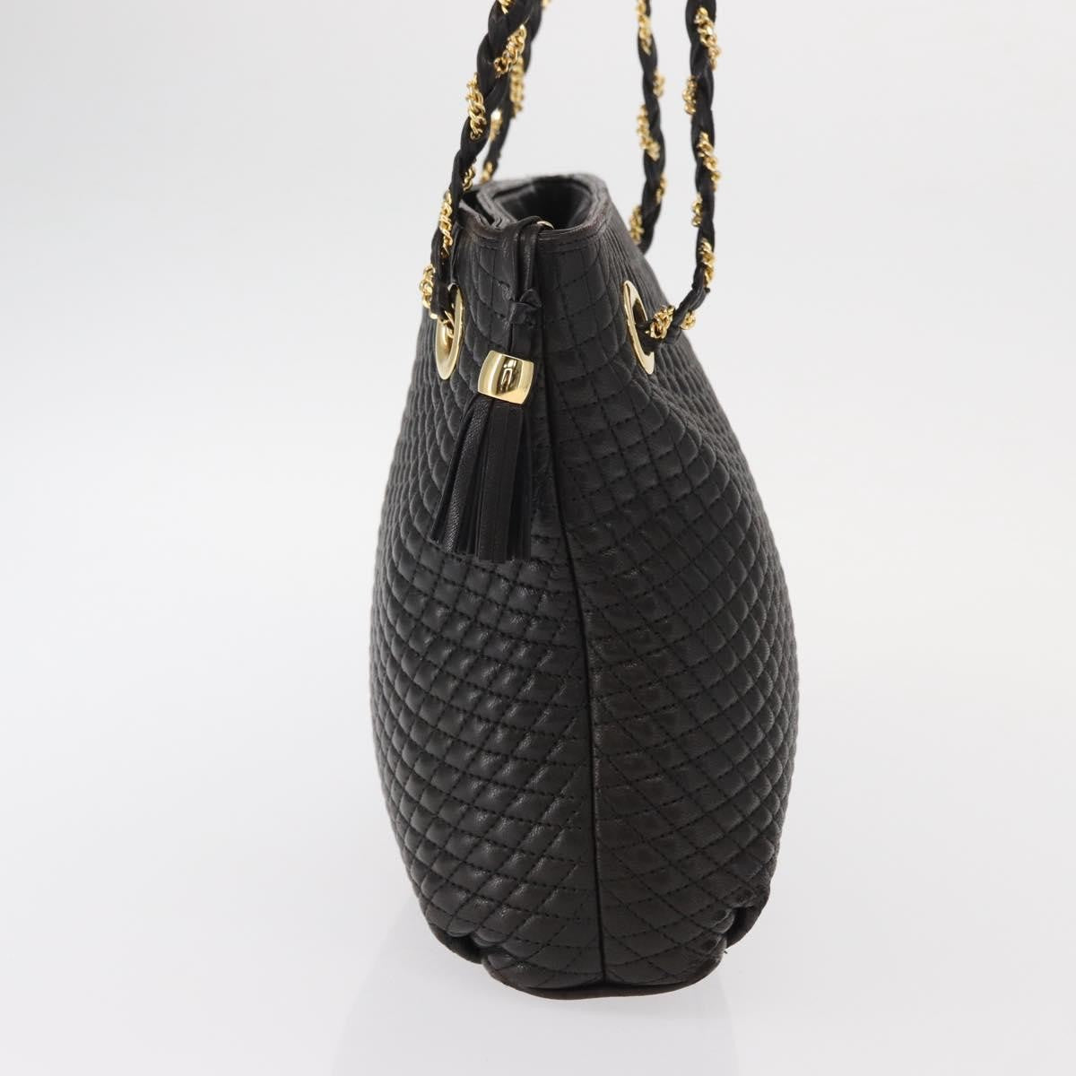 Bally Vintage Chain Quilted Leather Black Leather Shoulder Bag Bag (Pre-Owned)