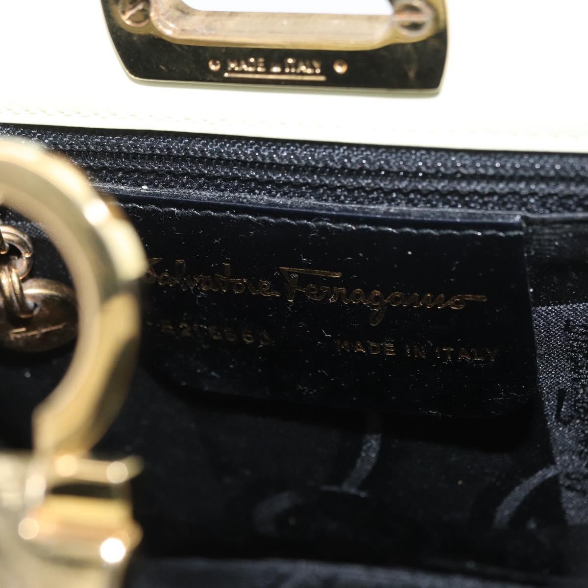 Salvatore Ferragamo Gancini Patent Leather Black Patent_Leather Handbag (Pre-Owned)
