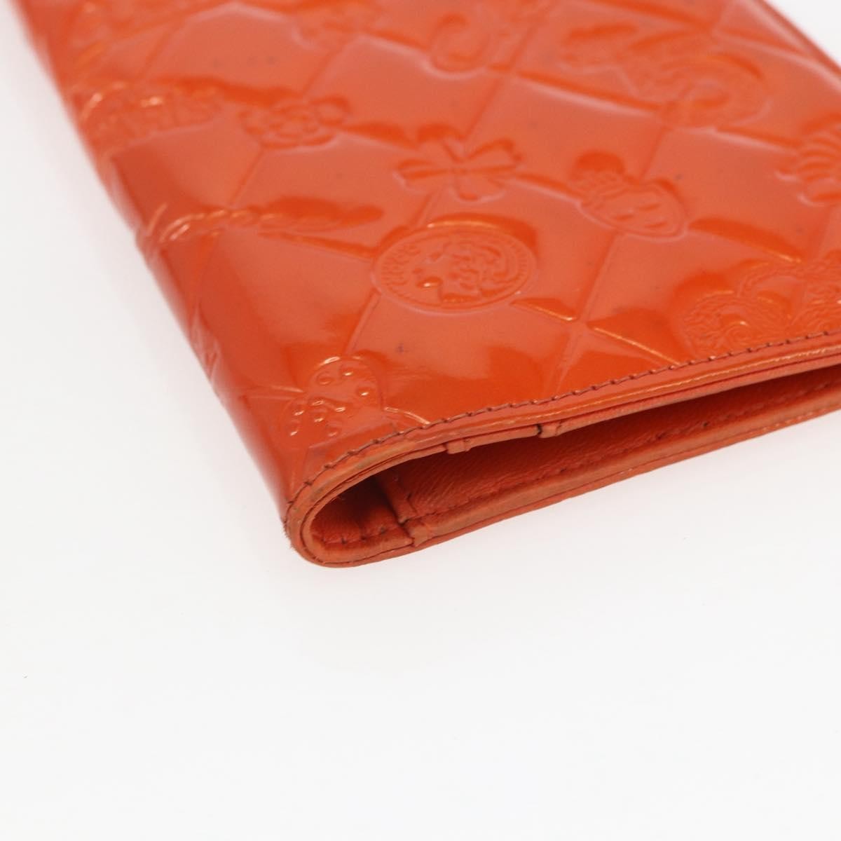 Chanel Lucky Symbols Yen Embossed Quilted Patent Orange Patent_Leather Wallets Accessory (Pre-Owned)