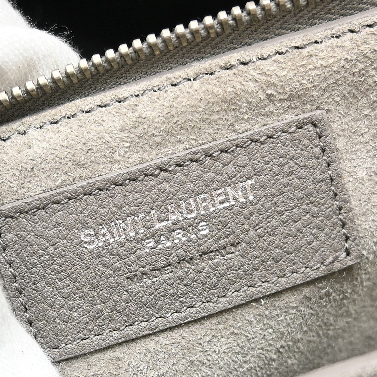 Saint Laurent Rive Gauche Cabas Leather Gray Calfskin Handbag (Pre-Owned)