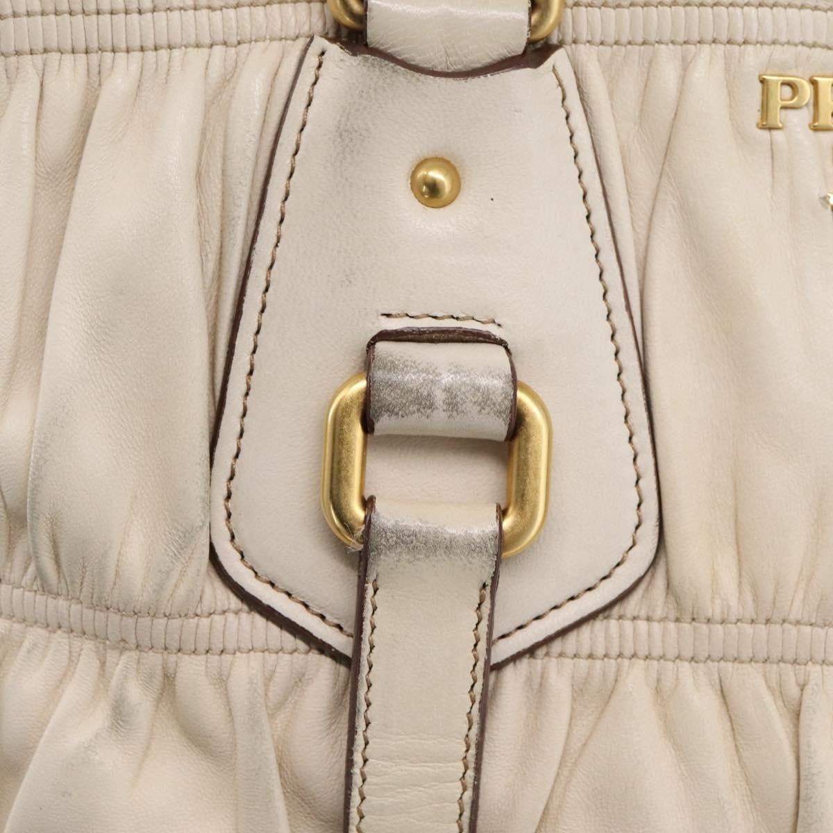Prada Gaufre Convertible Satchel Nappa Leather Beige Leather Handbag (Pre-Owned)