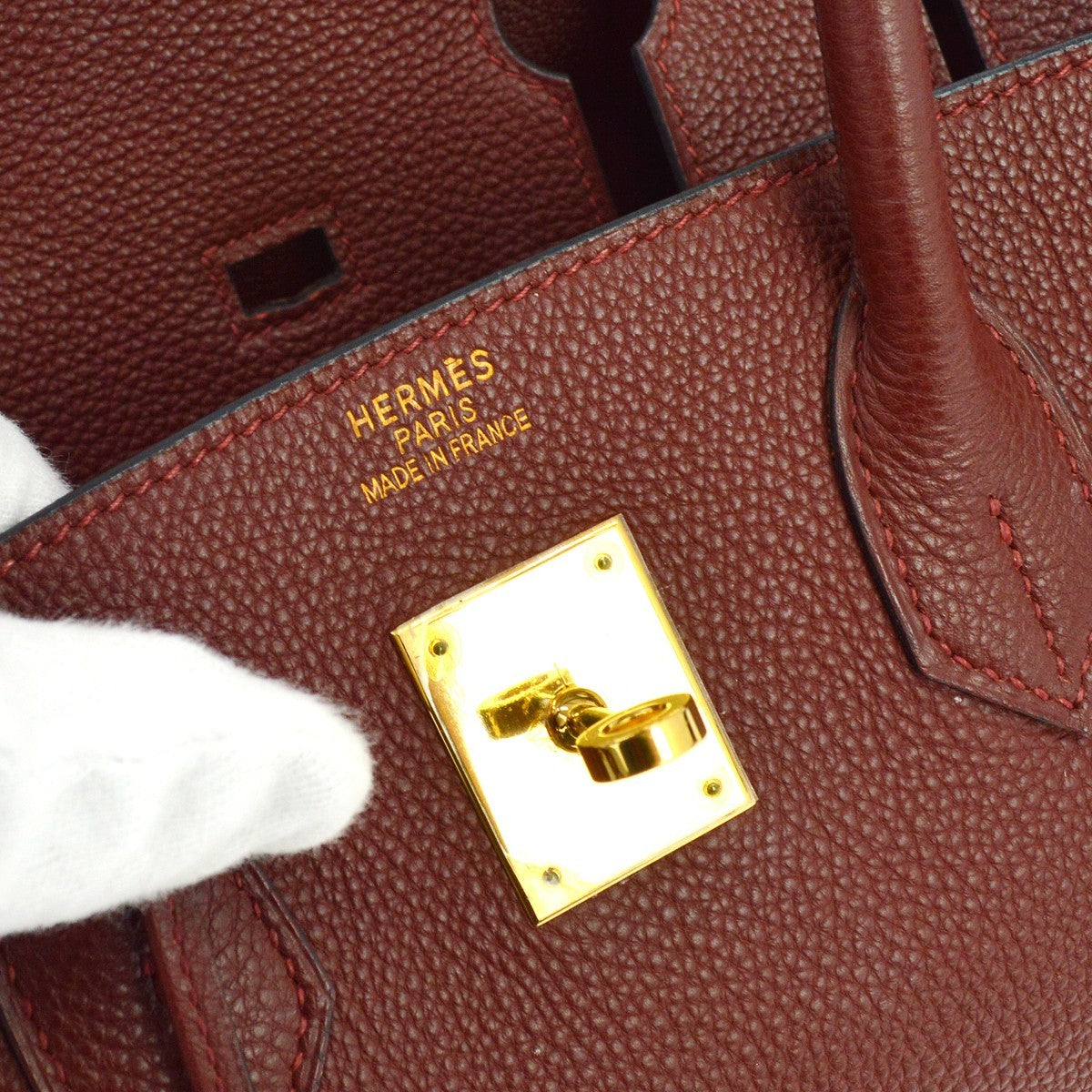 Hermes Birkin Red Togo With Gold Hardware Red Leather Handbag (Pre-Owned)