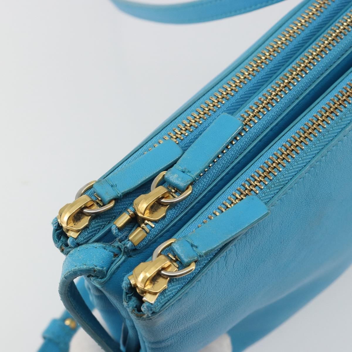 Celine Trio Leather Blue Leather Crossbody Bag Bag (Pre-Owned)