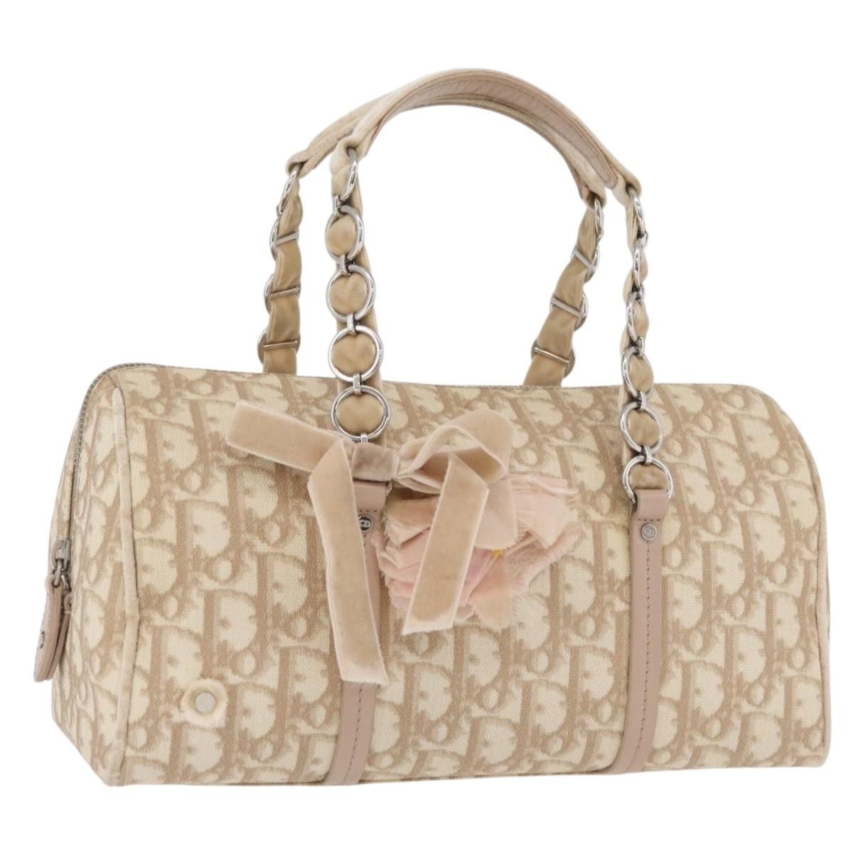 Christian Dior Vintage Trotter Romantique Zip Diorissimo Coated Canvas Beige Canvas Shoulder Bag Bag (Pre-Owned)