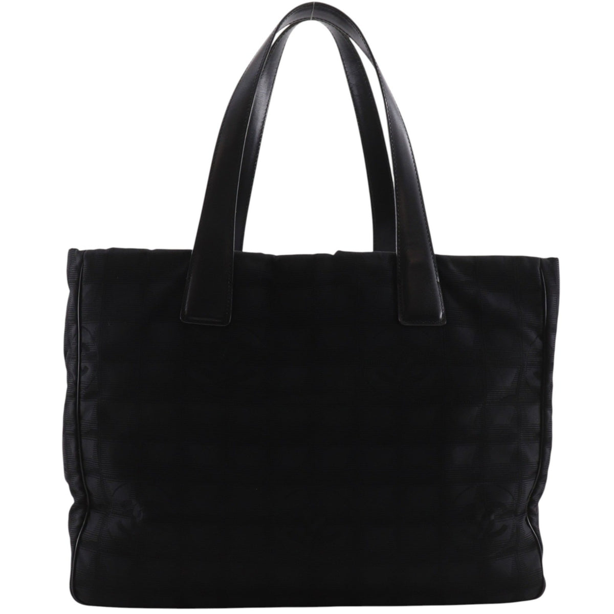 Chanel Travel Line Nylon Black Nylon Tote Bag Bag (Pre-Owned)