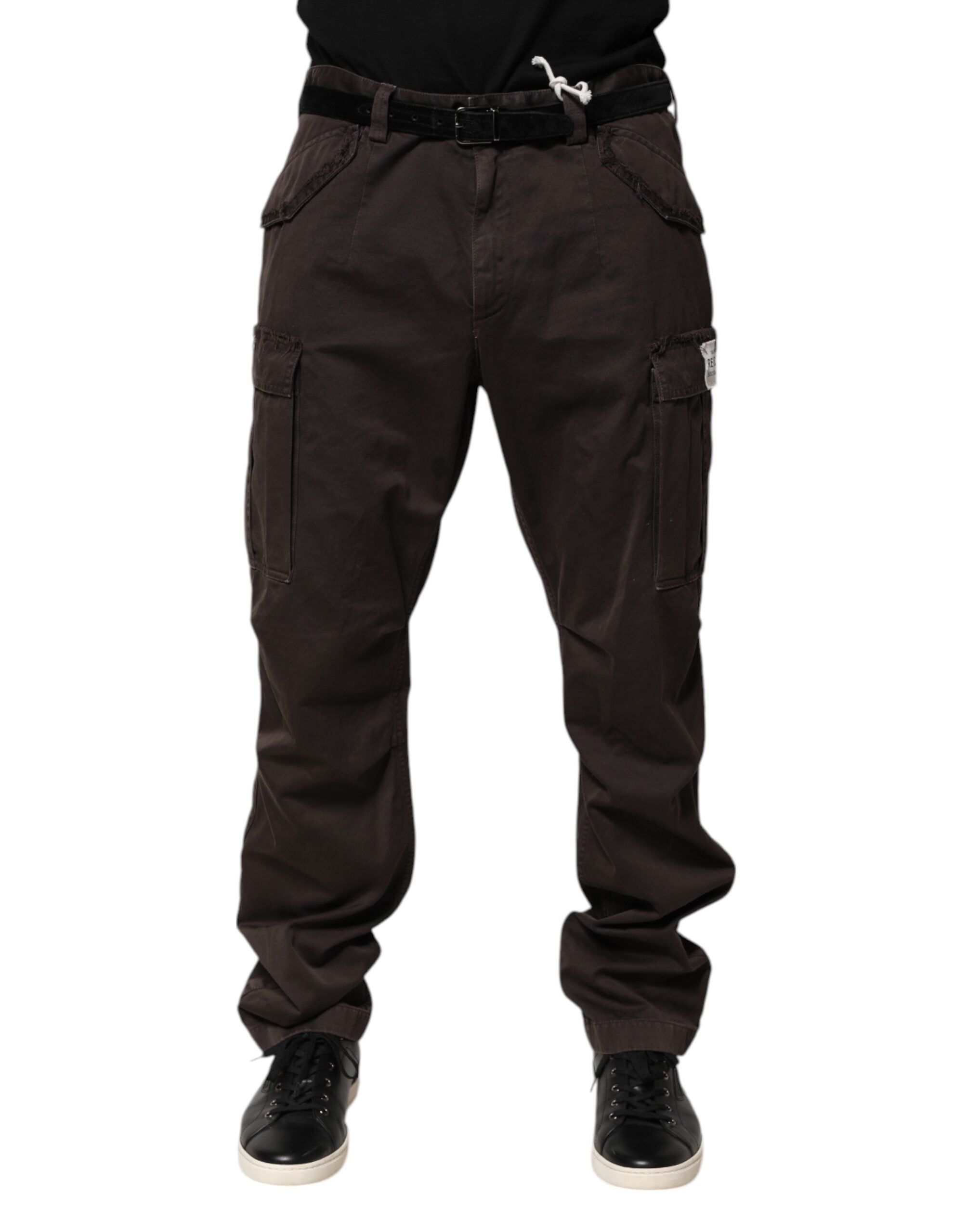 Dolce & Gabbana Brown Cotton Stretch Cargo Men Trouser Men's Pants