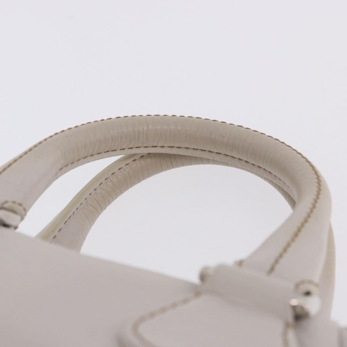 Chanel Lax Tassel Pebbled Leather White Leather Handbag (Pre-Owned)