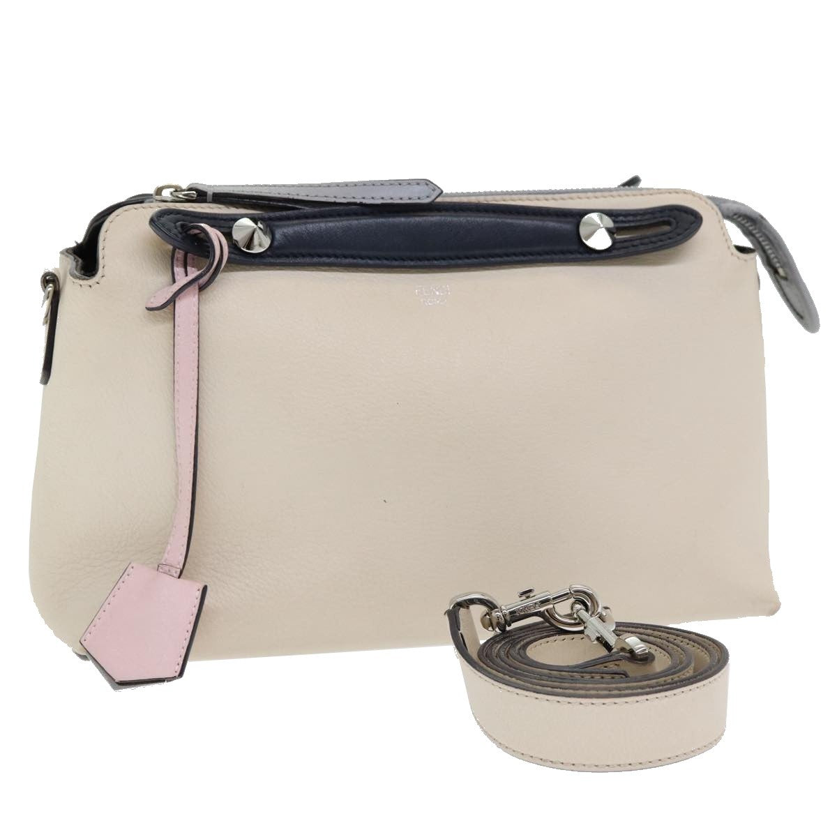 Fendi By The Way Satchel Leather Beige Leather Handbag (Pre-Owned)