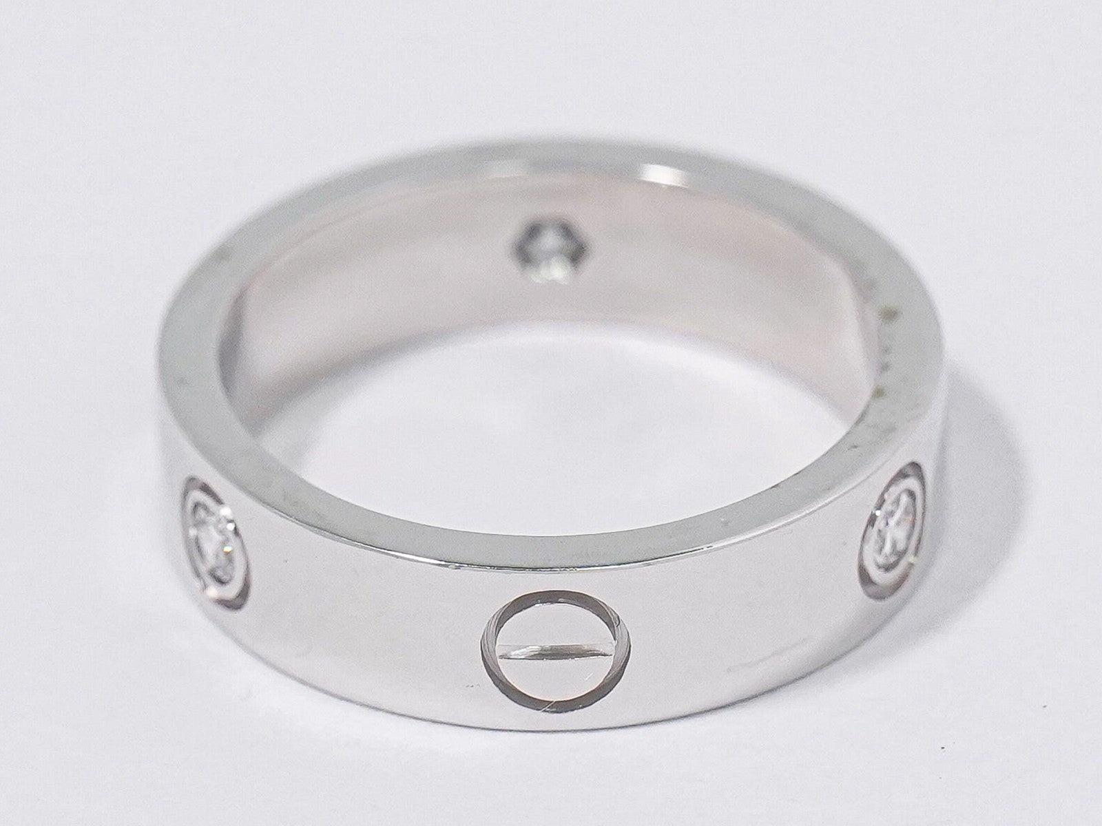 Cartier Love Wedding Band 1 Diamond 18K White Gold With Diamond White White_Gold Ring Jewelry (Pre-Owned)