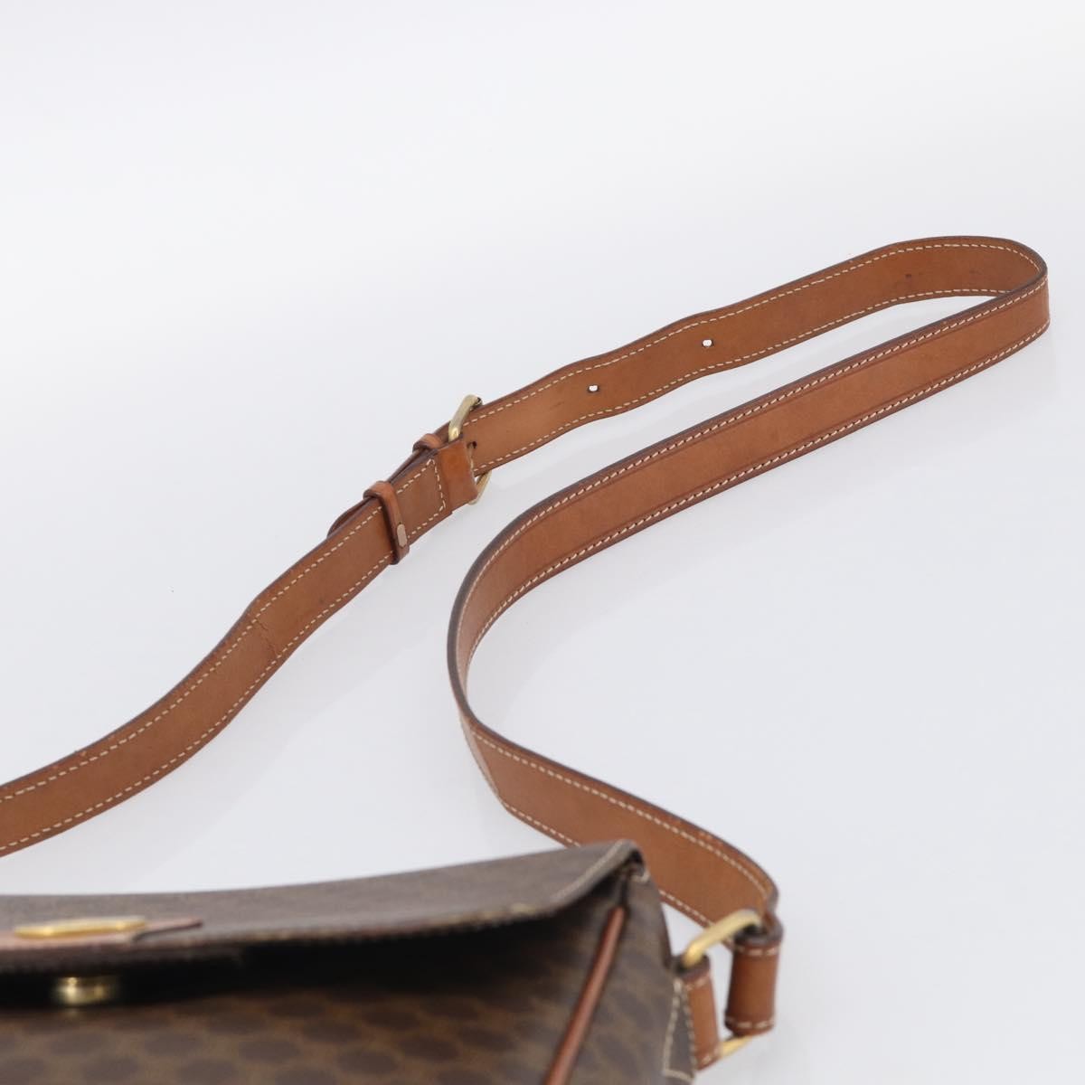 Celine Macadam Shoulder Leather Brown Canvas Crossbody Bag Bag (Pre-Owned)
