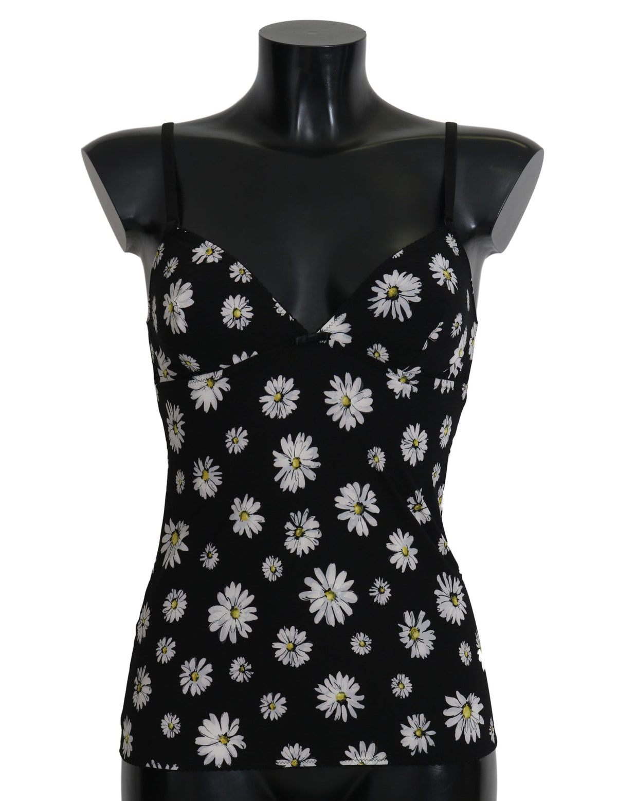 Dolce & Gabbana Black Daisy Print Dress Lingerie Women's Chemisole