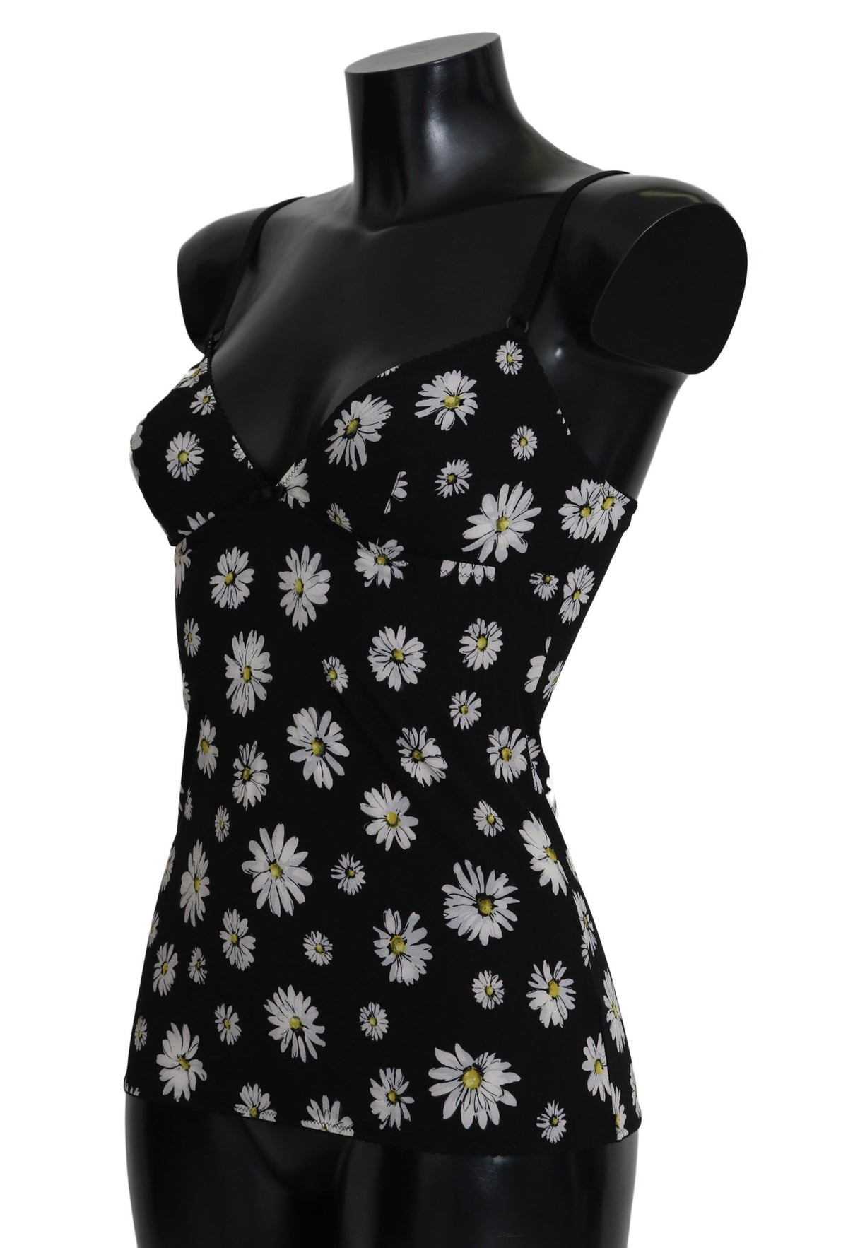 Dolce & Gabbana Black Daisy Print Dress Lingerie Women's Chemisole