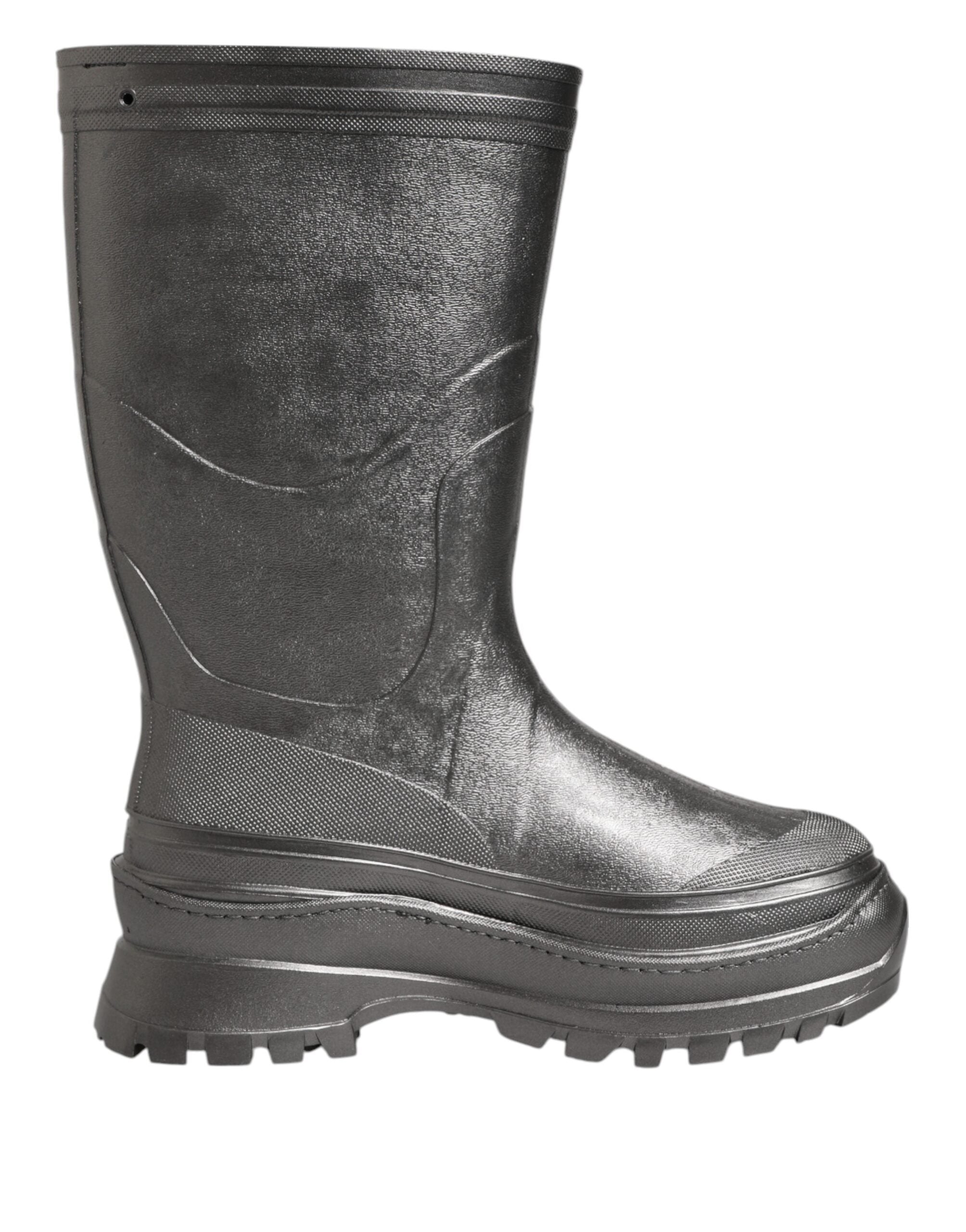 Dolce & Gabbana Black Argento Pull On Rain Boots Women's Shoes (Pre-Owned)