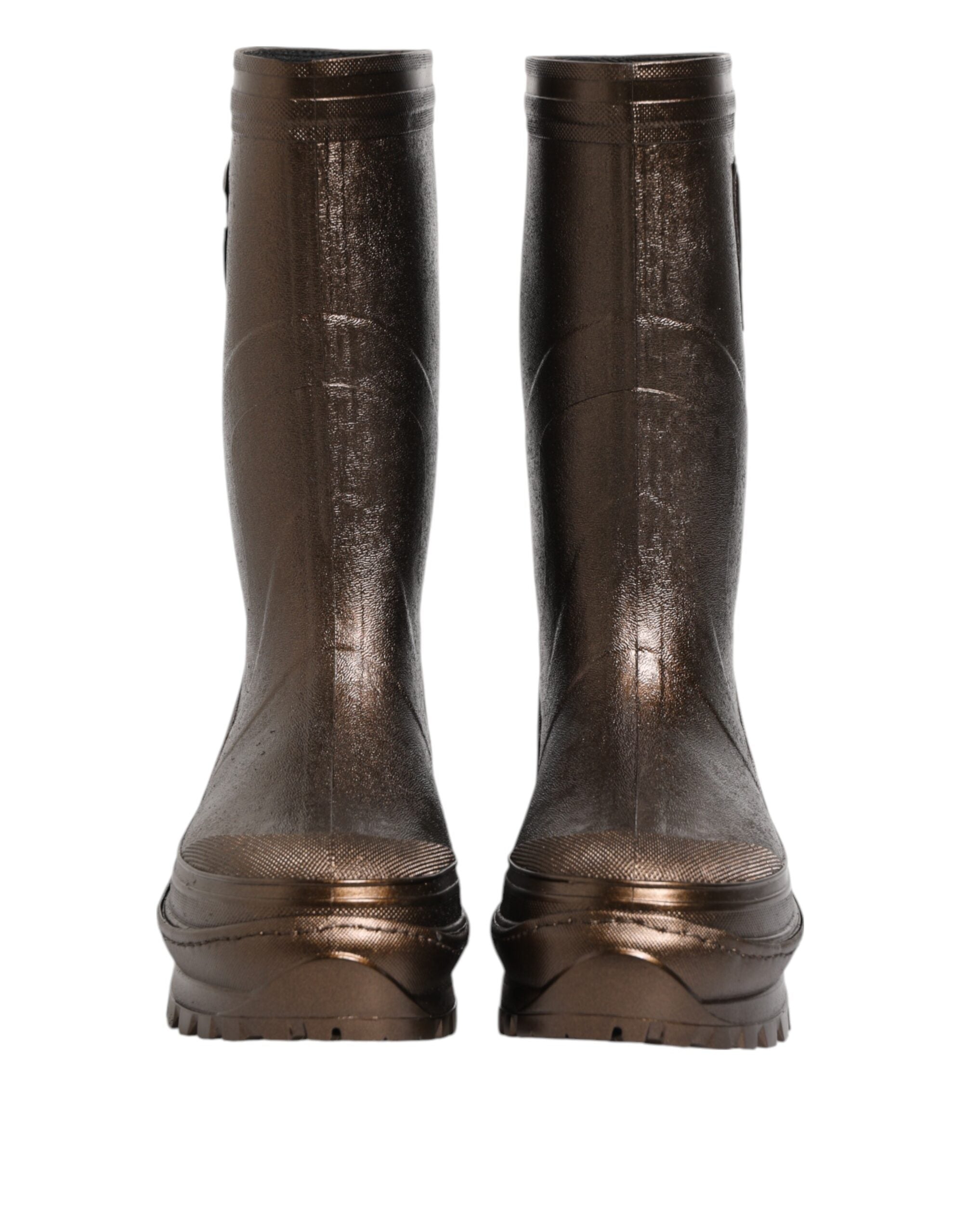 Dolce & Gabbana Metallic Bronze Pull On Rain Boots Women's Shoes