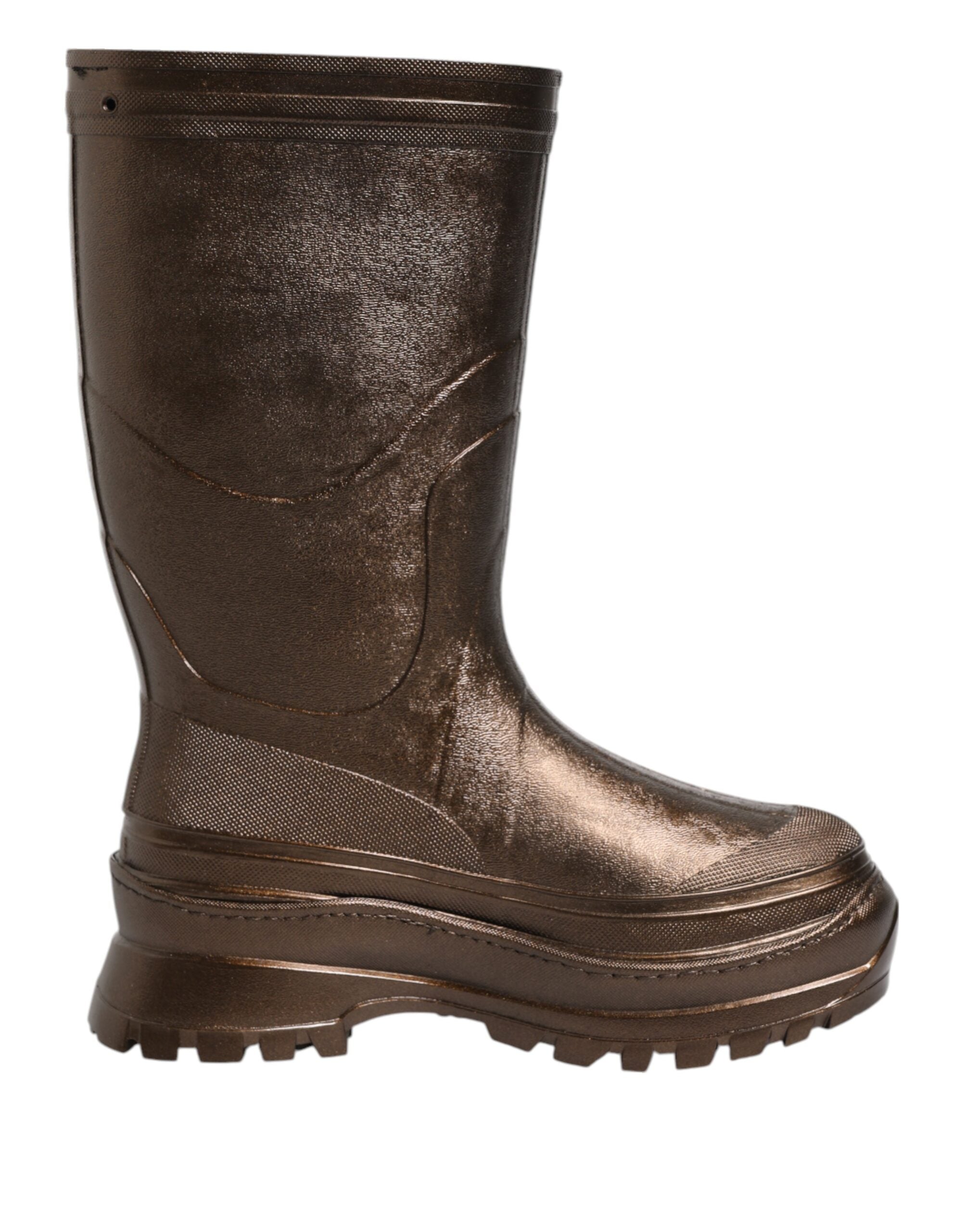 Dolce & Gabbana Metallic Bronze Pull On Rain Boots Women's Shoes