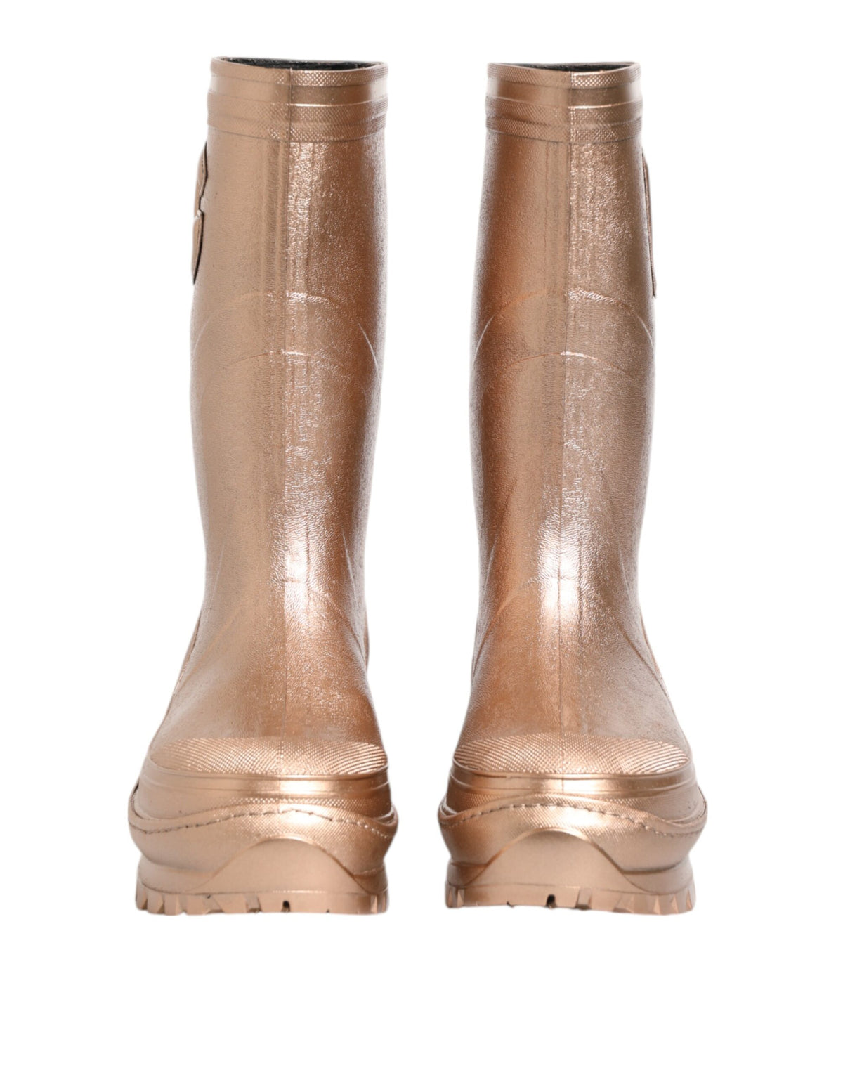 Dolce & Gabbana Rose Gold Rubber Pull On Rain Boots Women's Shoes