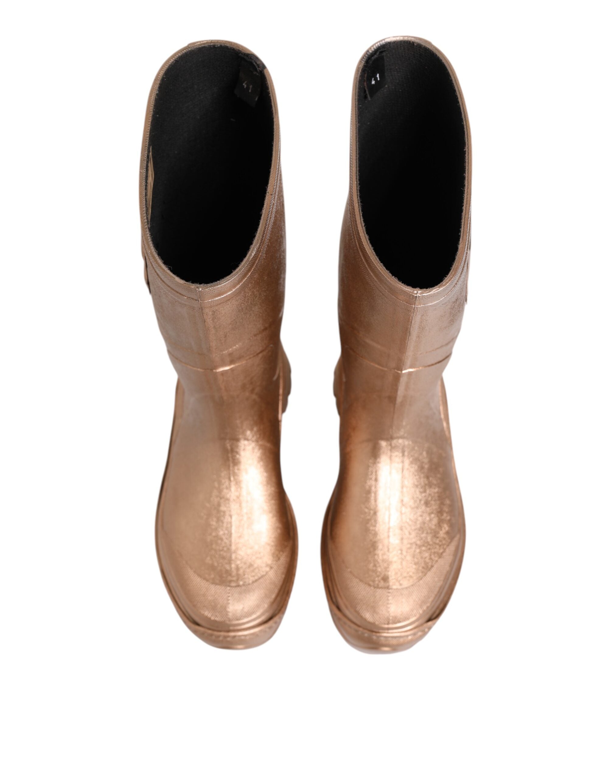 Dolce & Gabbana Rose Gold Rubber Pull On Rain Boots Women's Shoes
