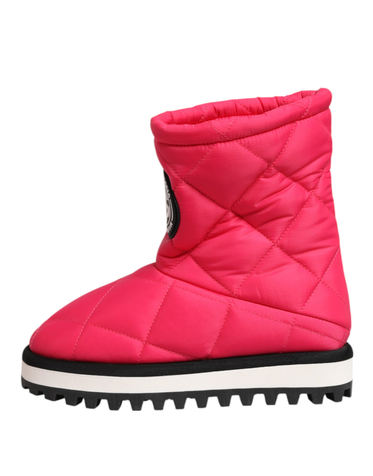 Dolce & Gabbana Pink White Viscose Padded Mid Calf Boots Women's Shoes