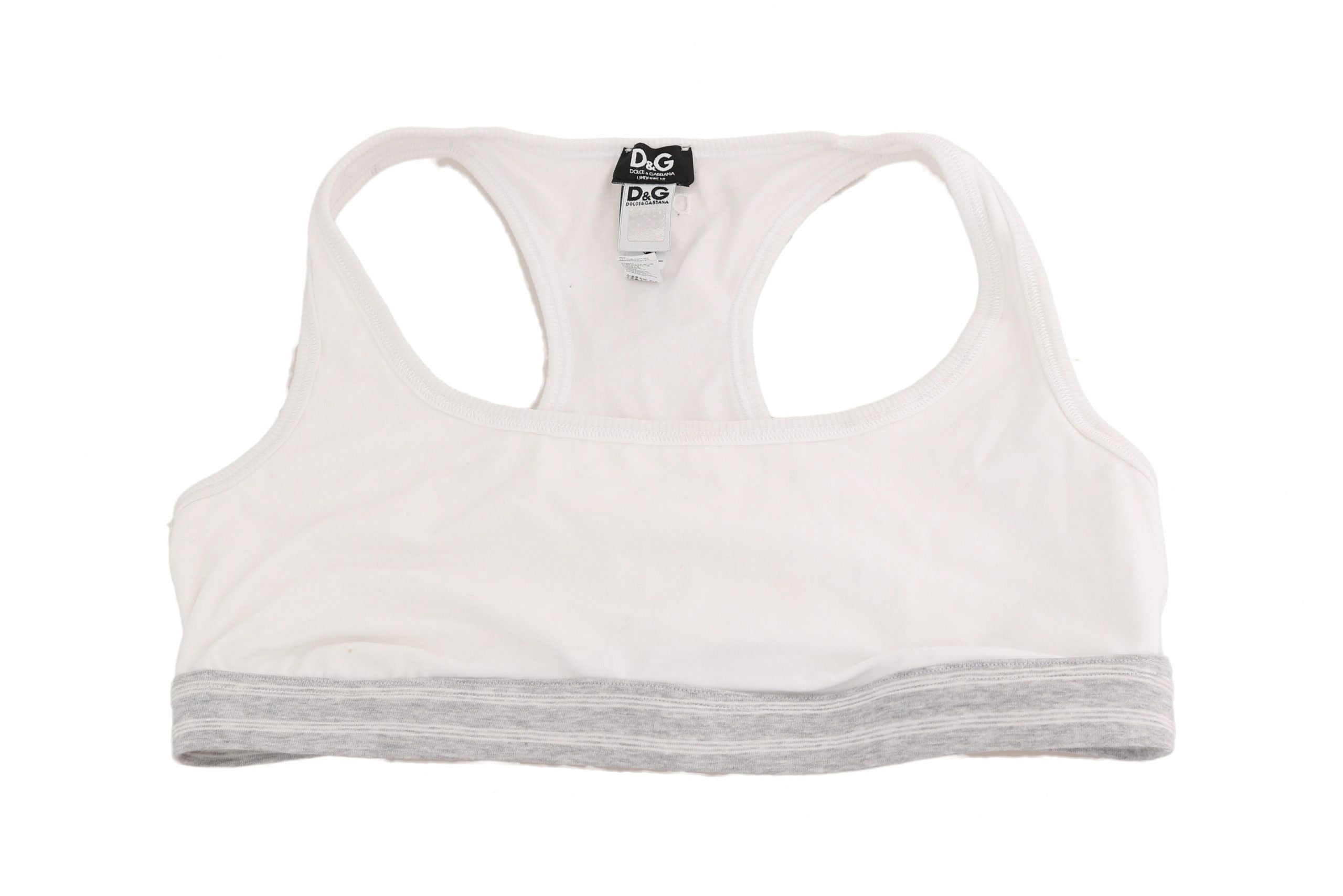 Dolce & Gabbana White Cotton Sport Stretch Bra Women's Underwear