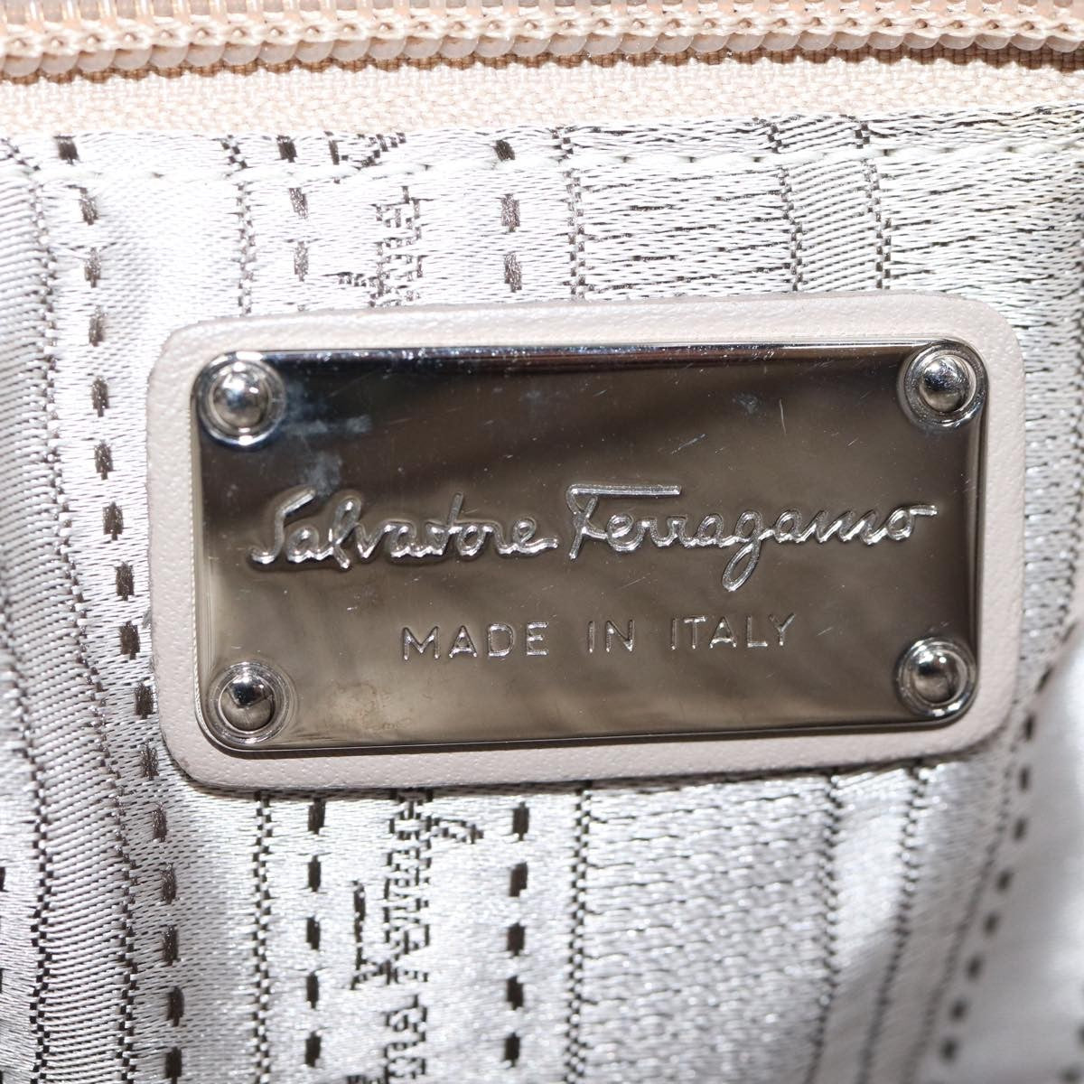 Salvatore Ferragamo Vala Patent Leather Beige Patent_Leather Handbag (Pre-Owned)