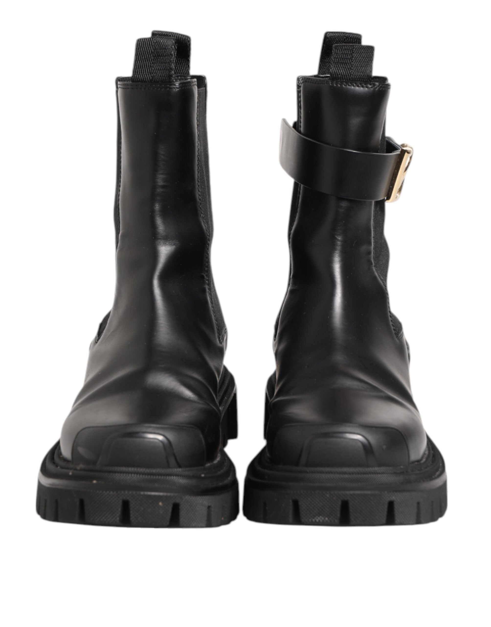 Dolce & Gabbana Black Gold DG Logo Trekking Calf Boots Women's Shoes (Pre-Owned)