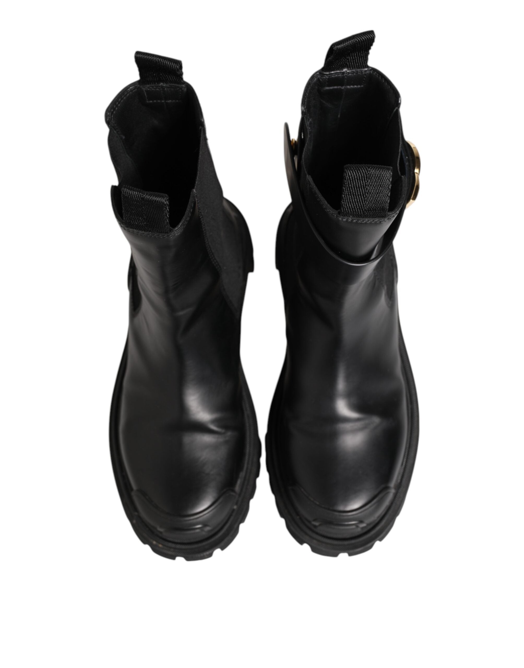 Dolce & Gabbana Black Gold DG Logo Trekking Calf Boots Women's Shoes (Pre-Owned)