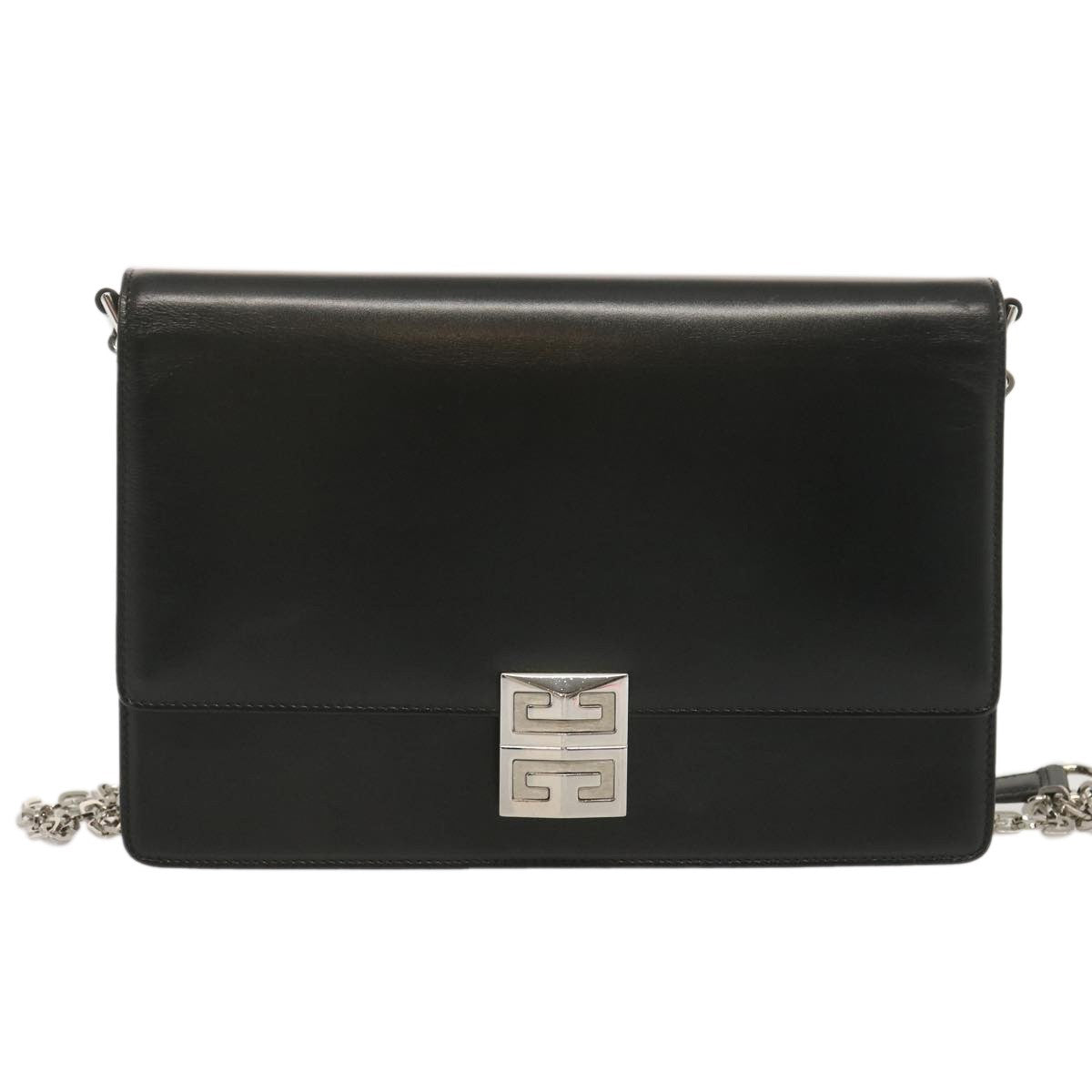 Givenchy 4G Shoulder Bag Leather Black Leather Shoulder Bag Bag (Pre-Owned)