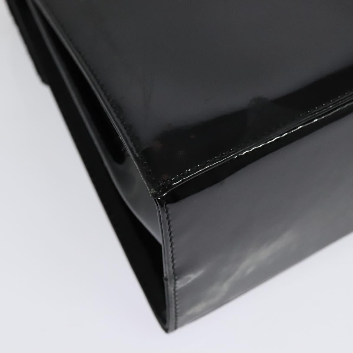 Salvatore Ferragamo Gancini Convertible Top Handle Patent Leather Black Patent_Leather Handbag (Pre-Owned)