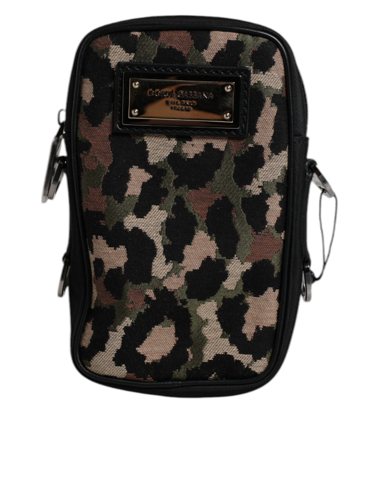 Dolce & Gabbana Multicolor Leopard Jacquard Logo Plaque Neck Strap Men's Bag (Pre-Owned)