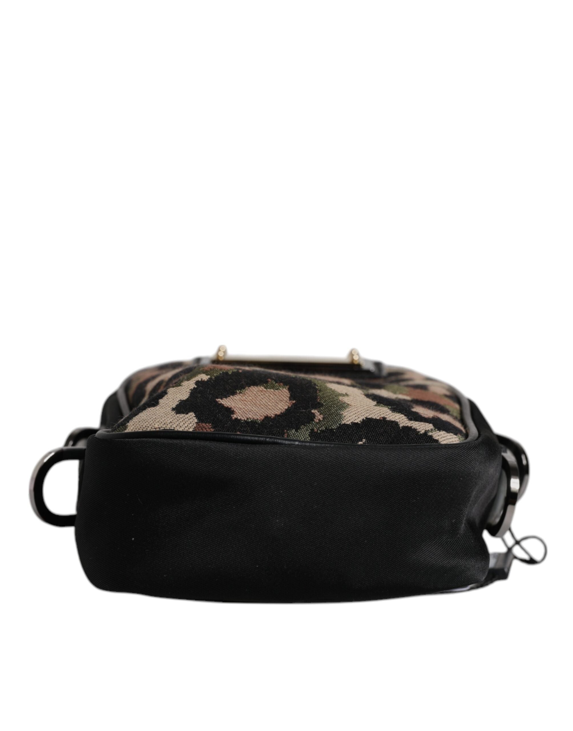 Dolce & Gabbana Multicolor Leopard Jacquard Logo Plaque Neck Strap Men's Bag (Pre-Owned)