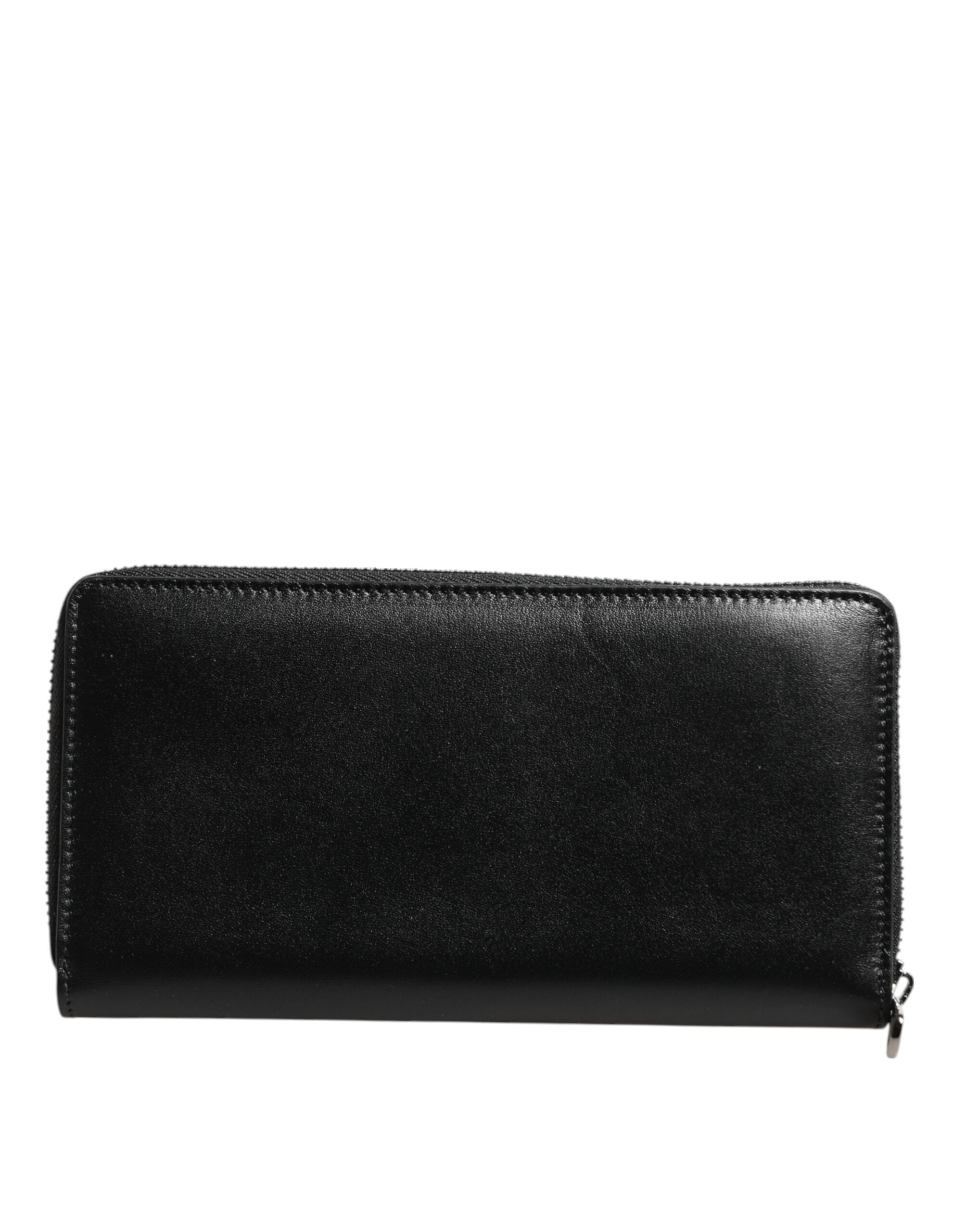 Dolce & Gabbana Black Leather DG Plaque Zip Around Continental Men's Wallet (Pre-Owned)
