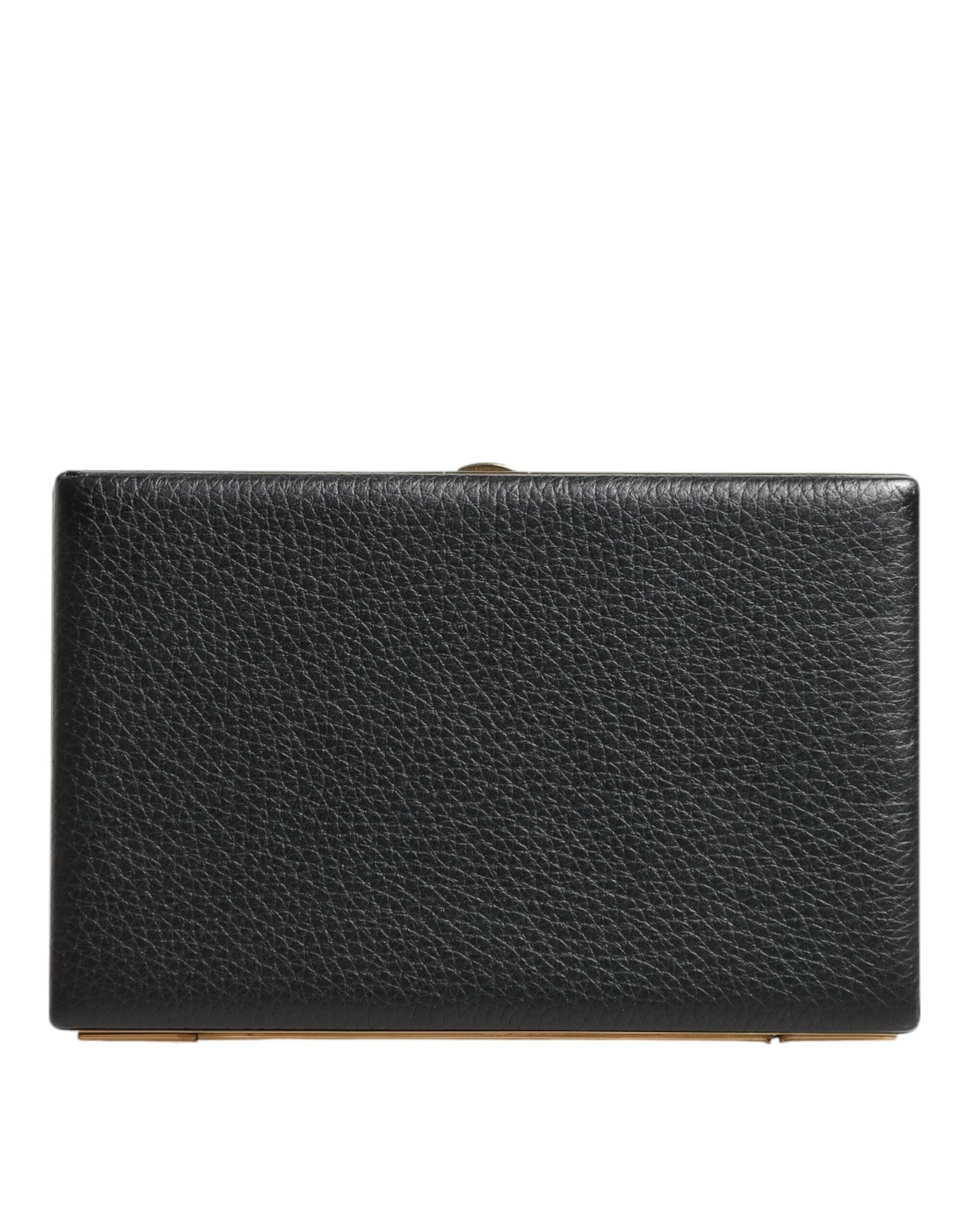 Dolce & Gabbana Black Leather Gold Frame Clutch Evening Party Purse Men's Bag (Pre-Owned)